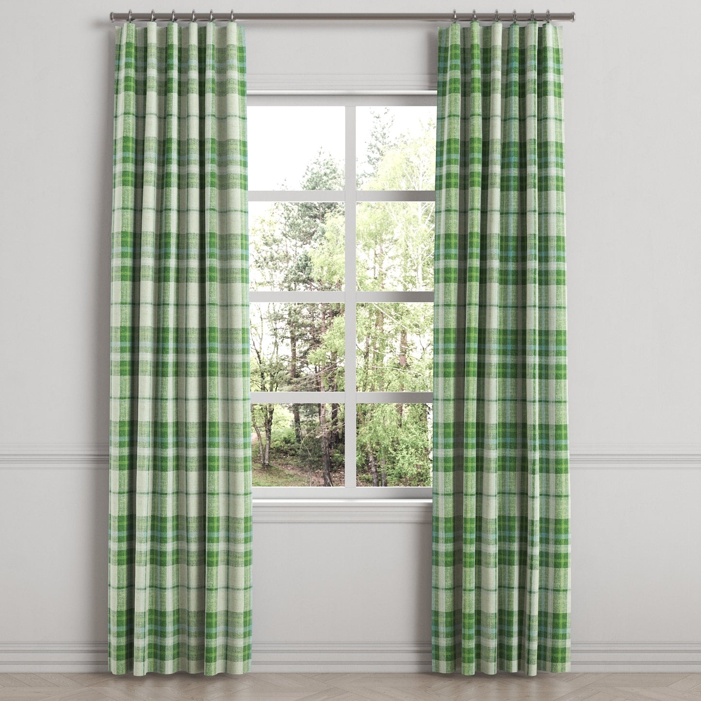Convertible Drapery in Summer Plaid - Green Apple