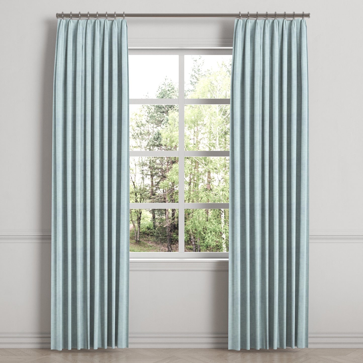Euro Pleat Drapery in Woven Cotton - Sky Blue