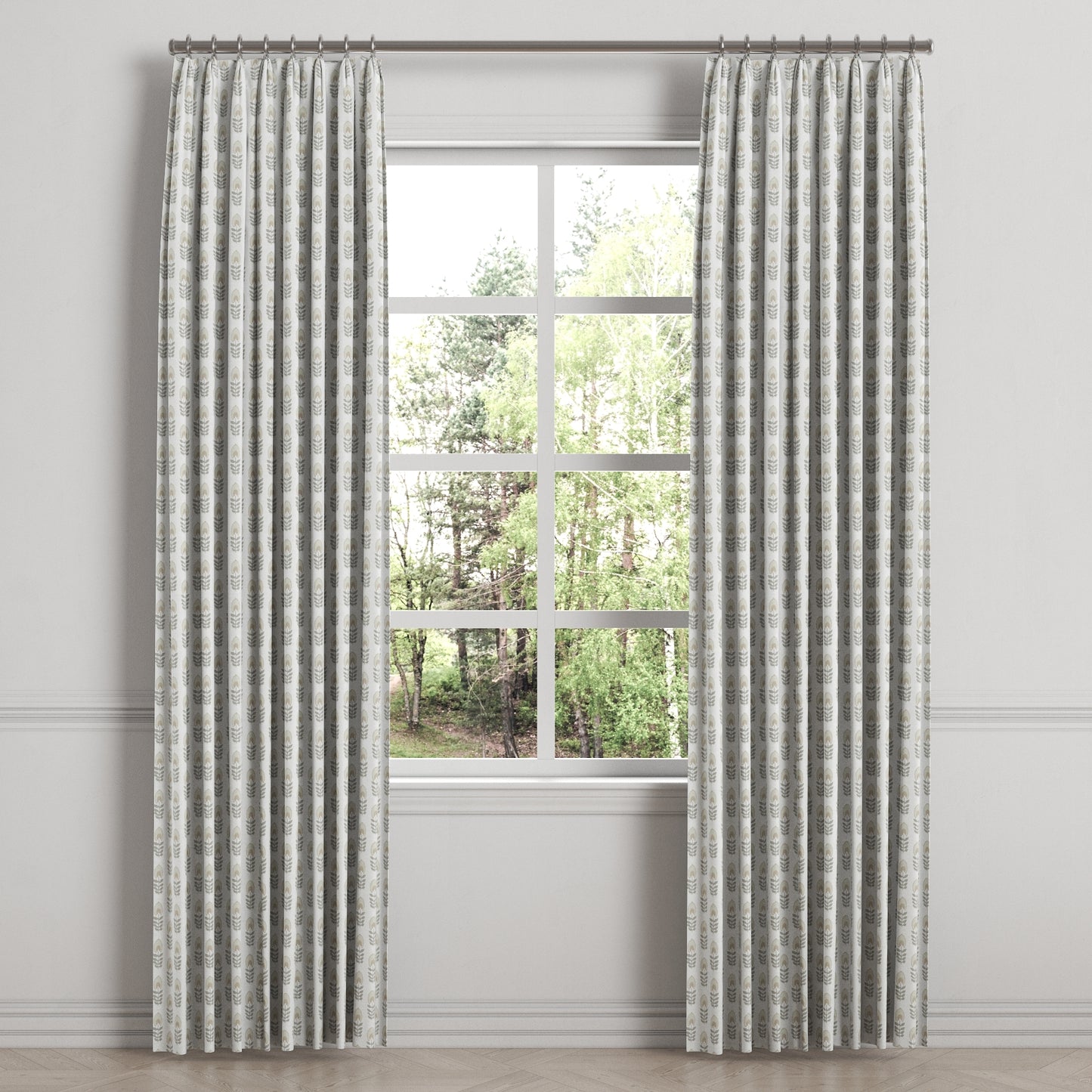 Euro Pleat Drapery in Mini Florals - Ivory