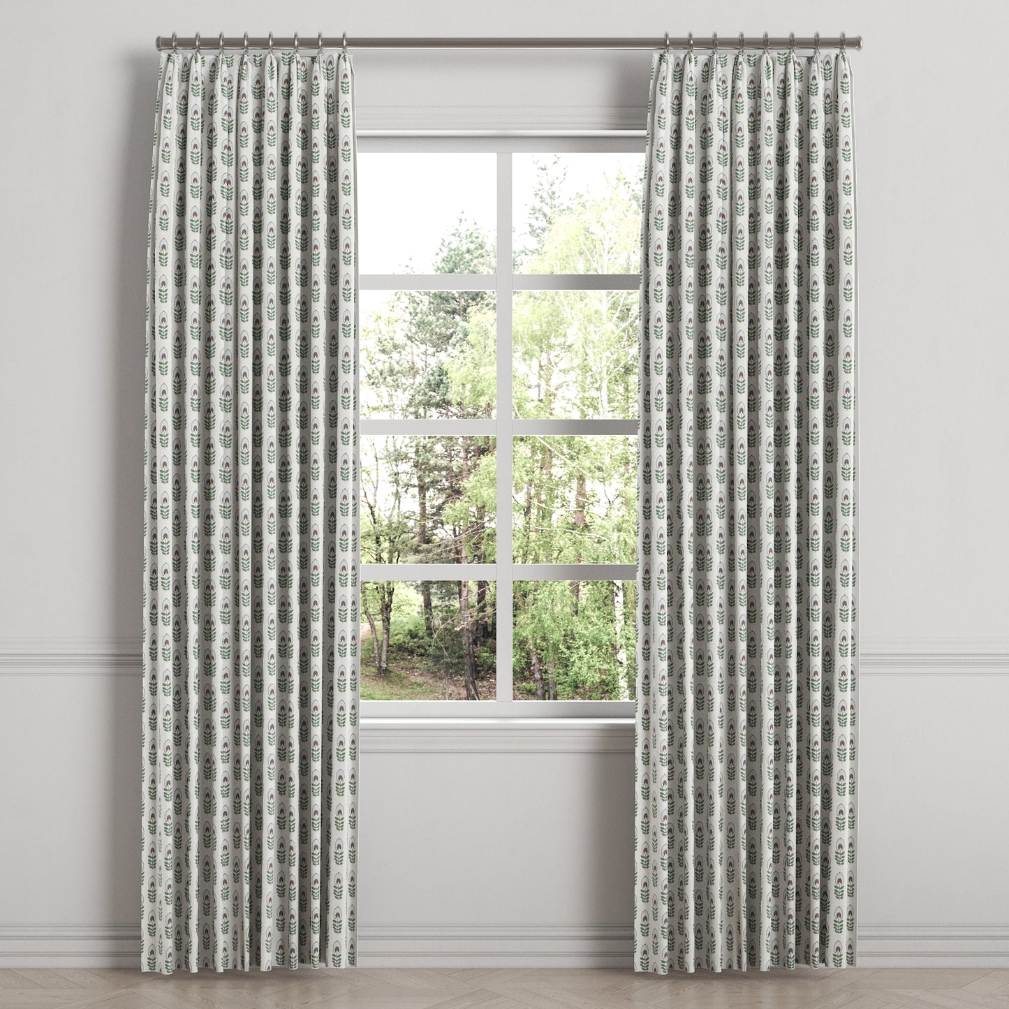 Euro Pleat Drapery in Mini Florals - Sky Garden