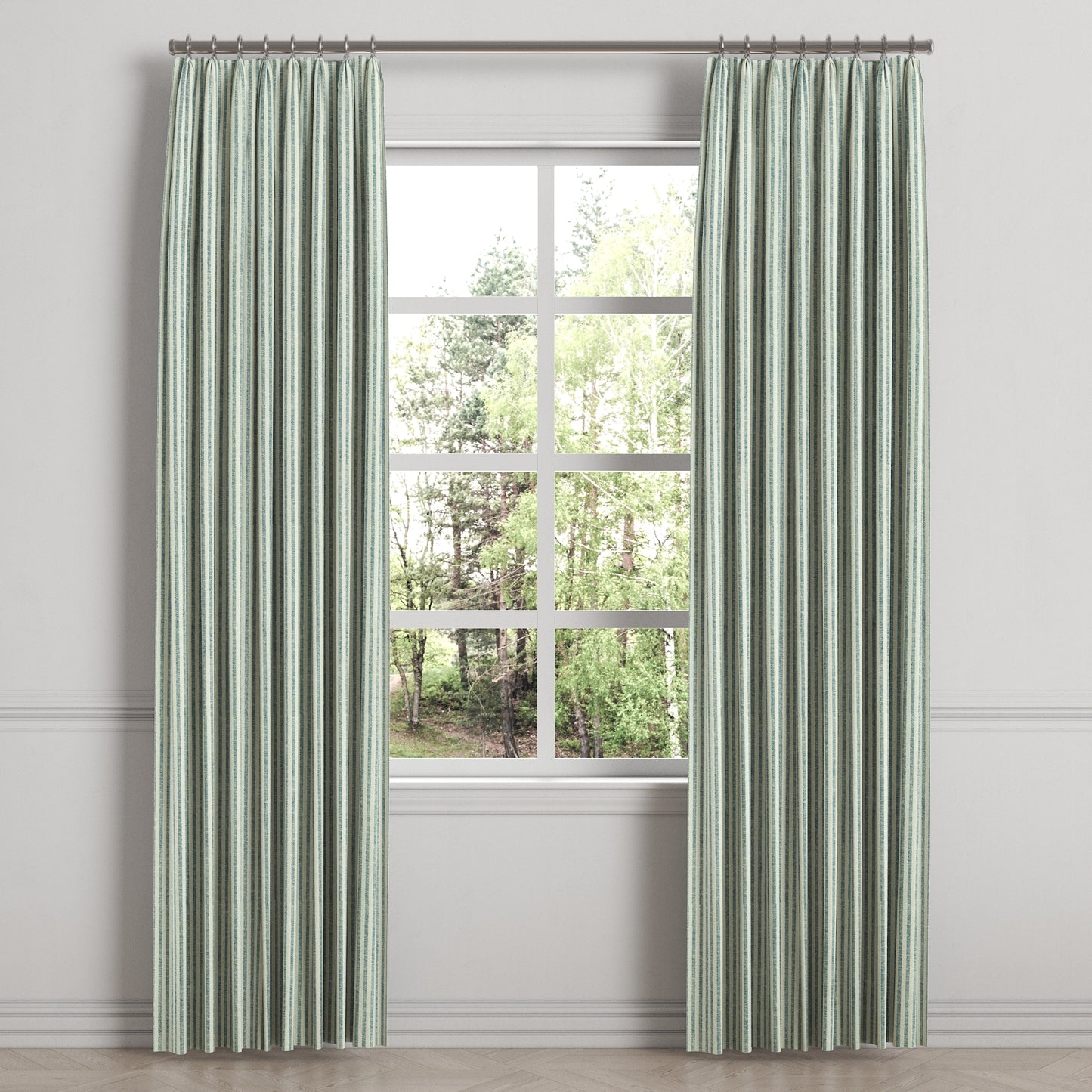 Euro Pleat Drapery in Candy Shop Stripes - Navy