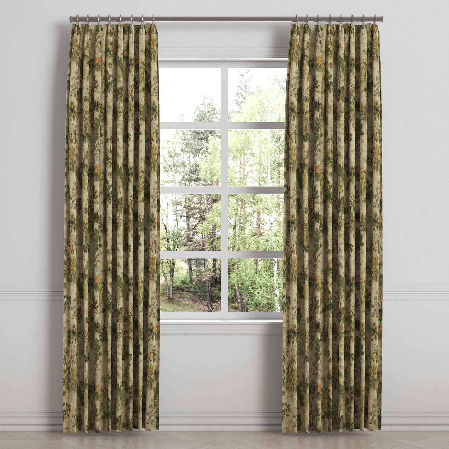 Euro Pleat Drapery in Tropical Toile - Moonstone