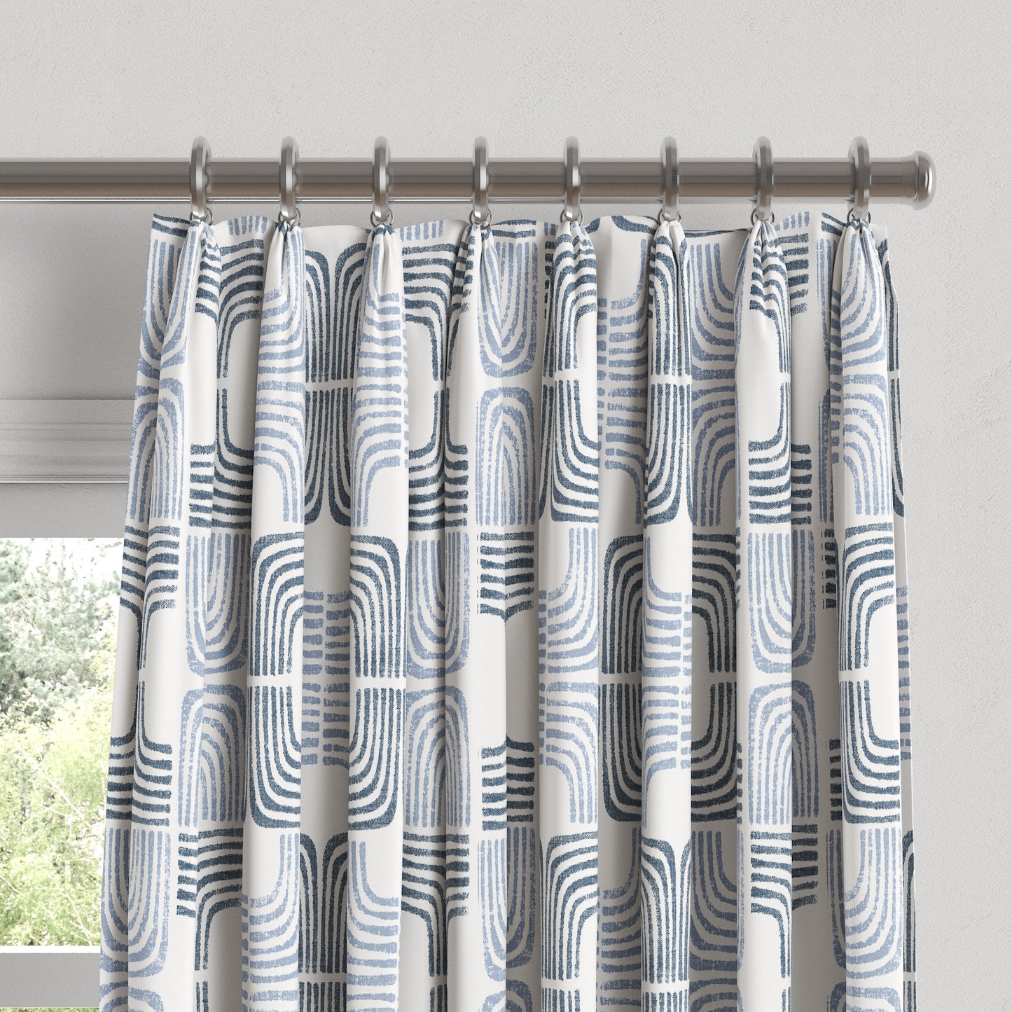 Euro Pleat Drapery in Groovy - Denim