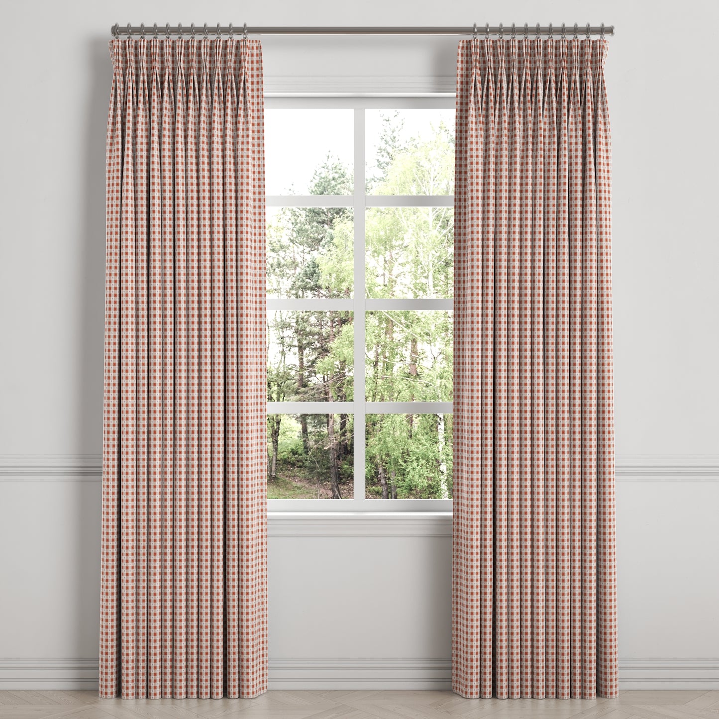 Pinch Pleat Drapery in Luxe Gingham - Red