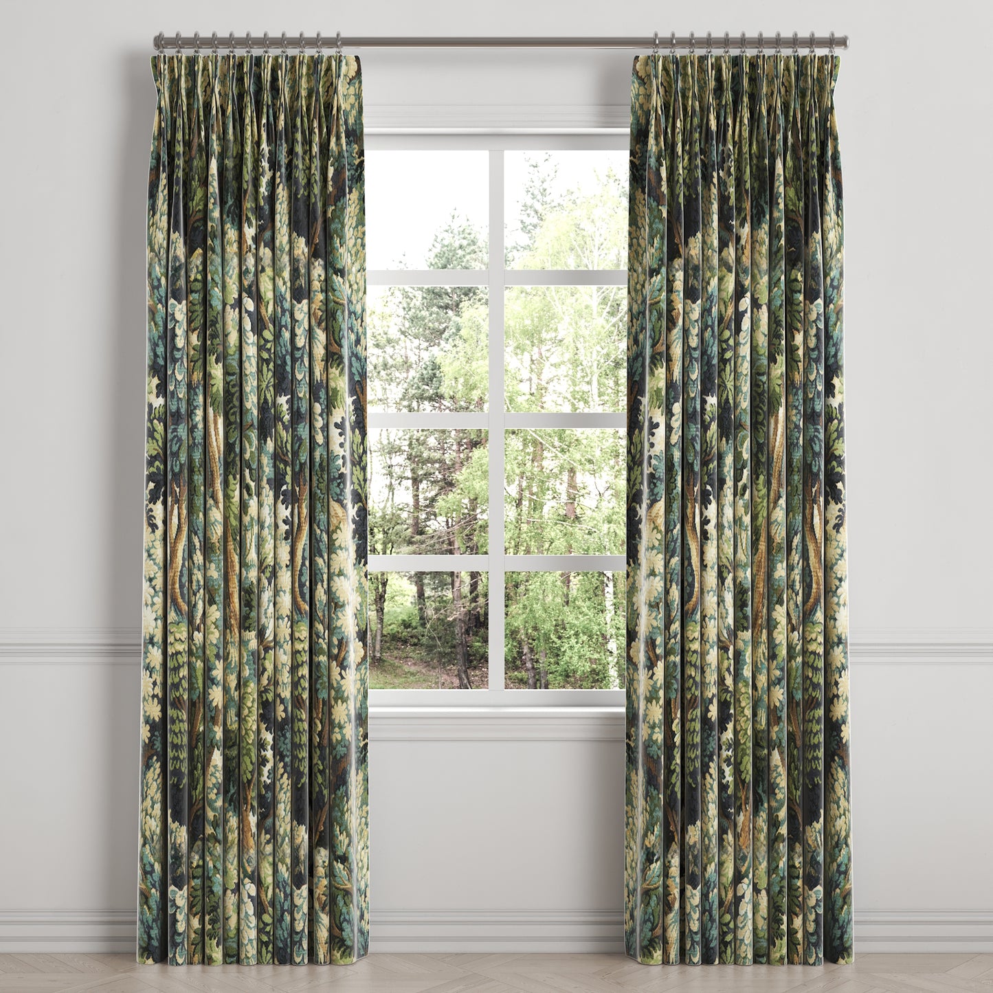 Pinch Pleat Drapery in Enchanted Forest - Peridot