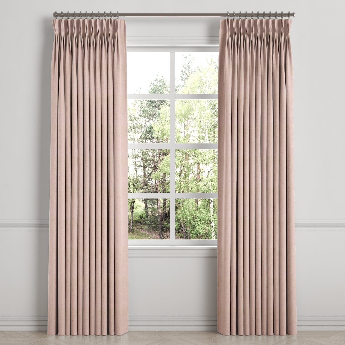 Pinch Pleat Drapery in Woven Cotton - Pink