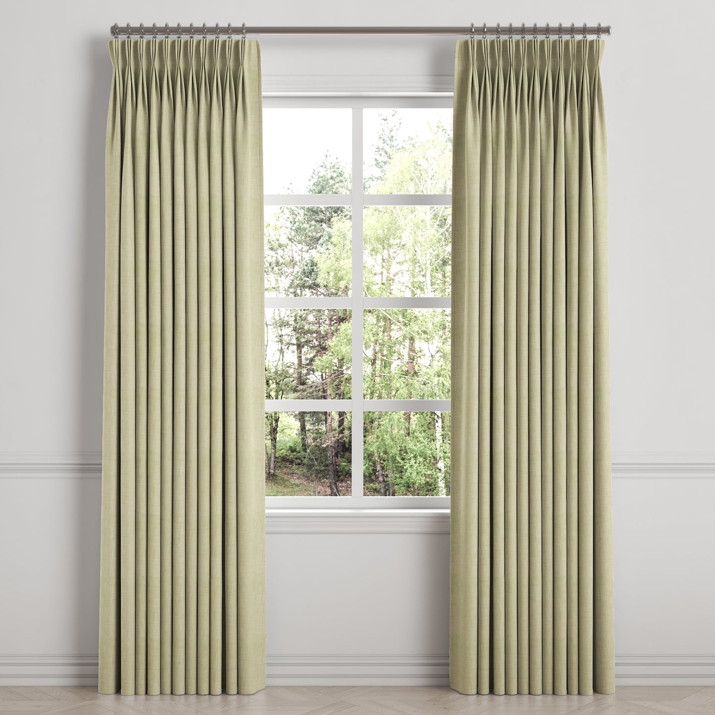 Pinch Pleat Drapery in Woven Cotton - Sand