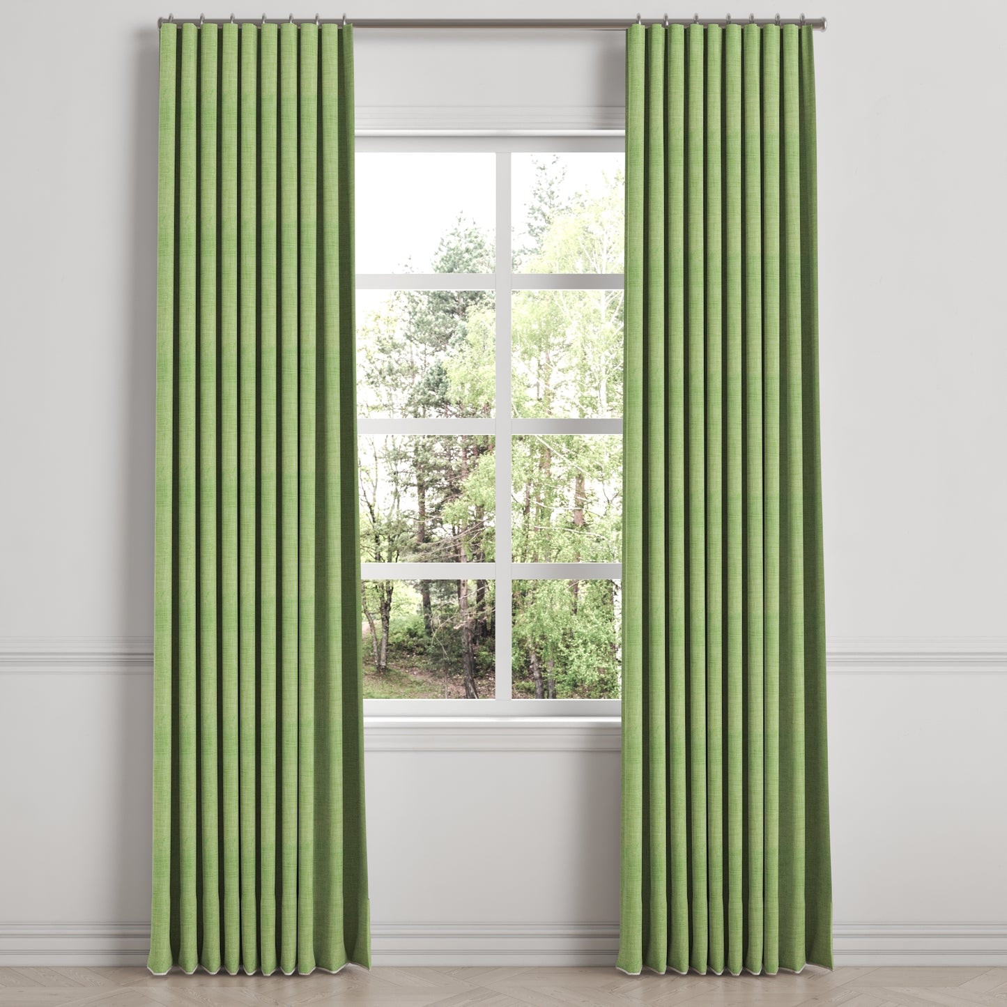 Ripplefold Drapery in Woven Cotton - Green