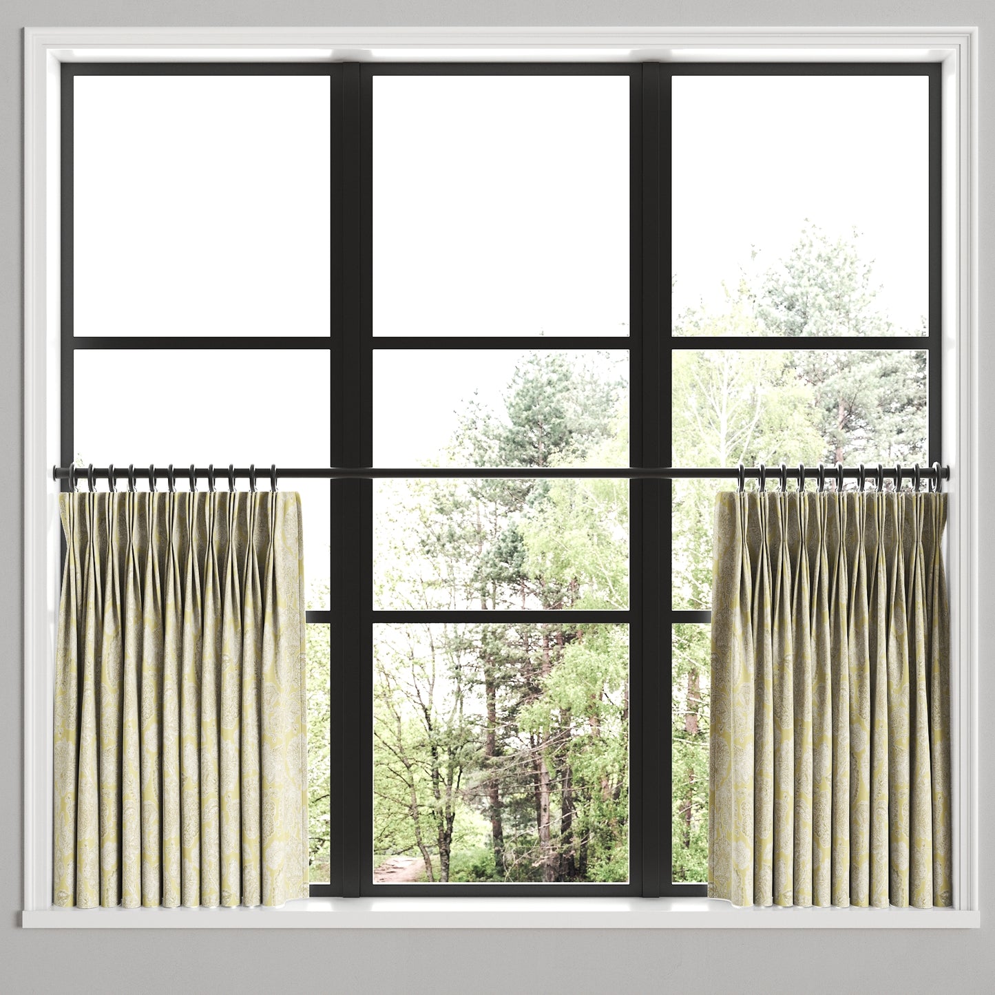 Pinch Pleat Cafe Curtains in English Garden - Honey
