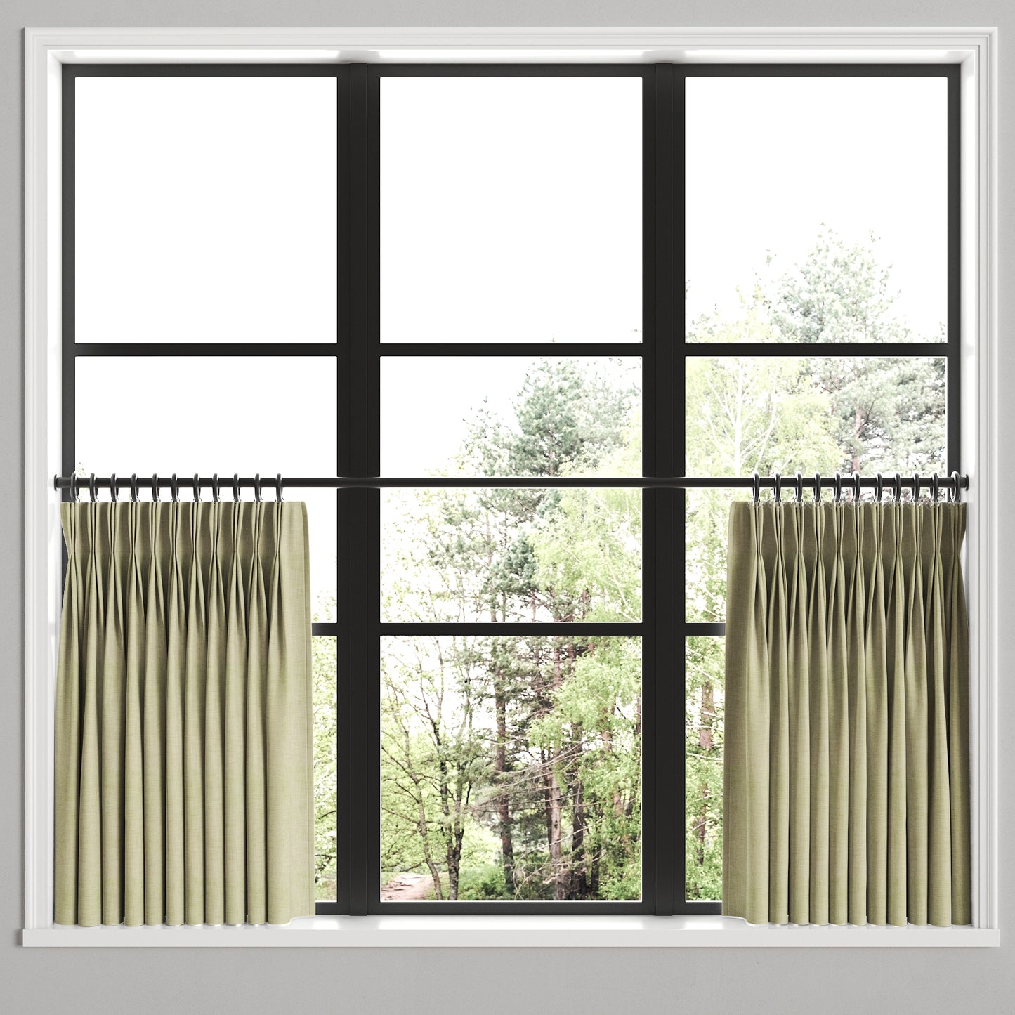 Pinch Pleat Cafe Curtains in Woven Cotton - Sand