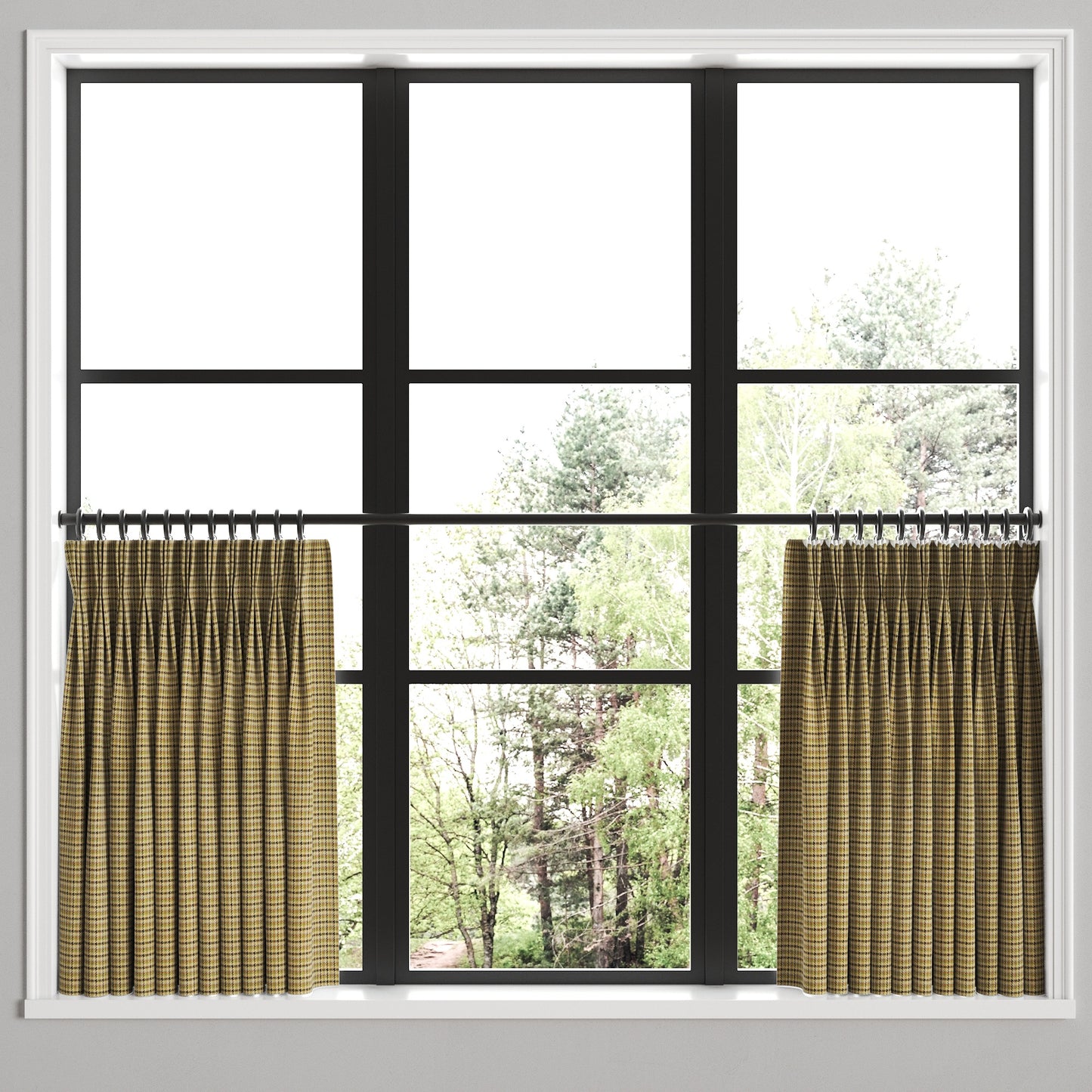 Pinch Pleat Cafe Curtains in Speakeasy - Woodland