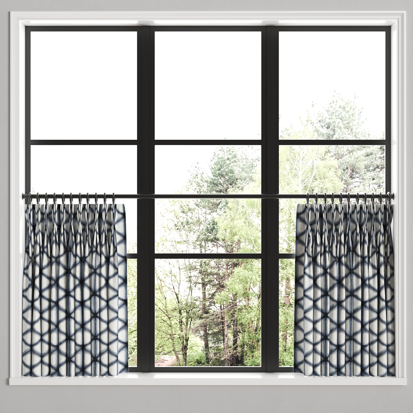 Pinch Pleat Cafe Curtains in Point Taken - Ink