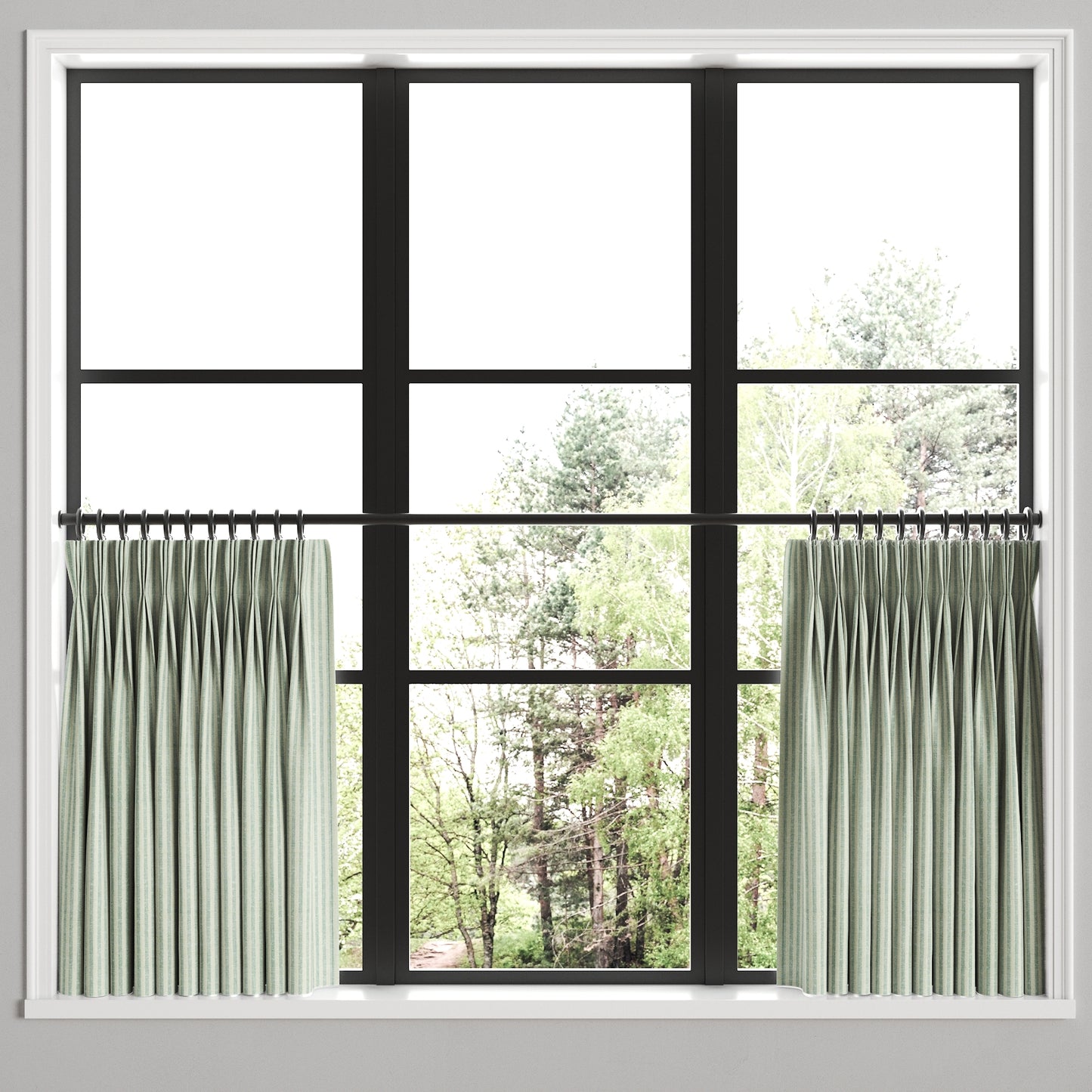 Pinch Pleat Cafe Curtains in Candy Shop Stripes - Bottleglass