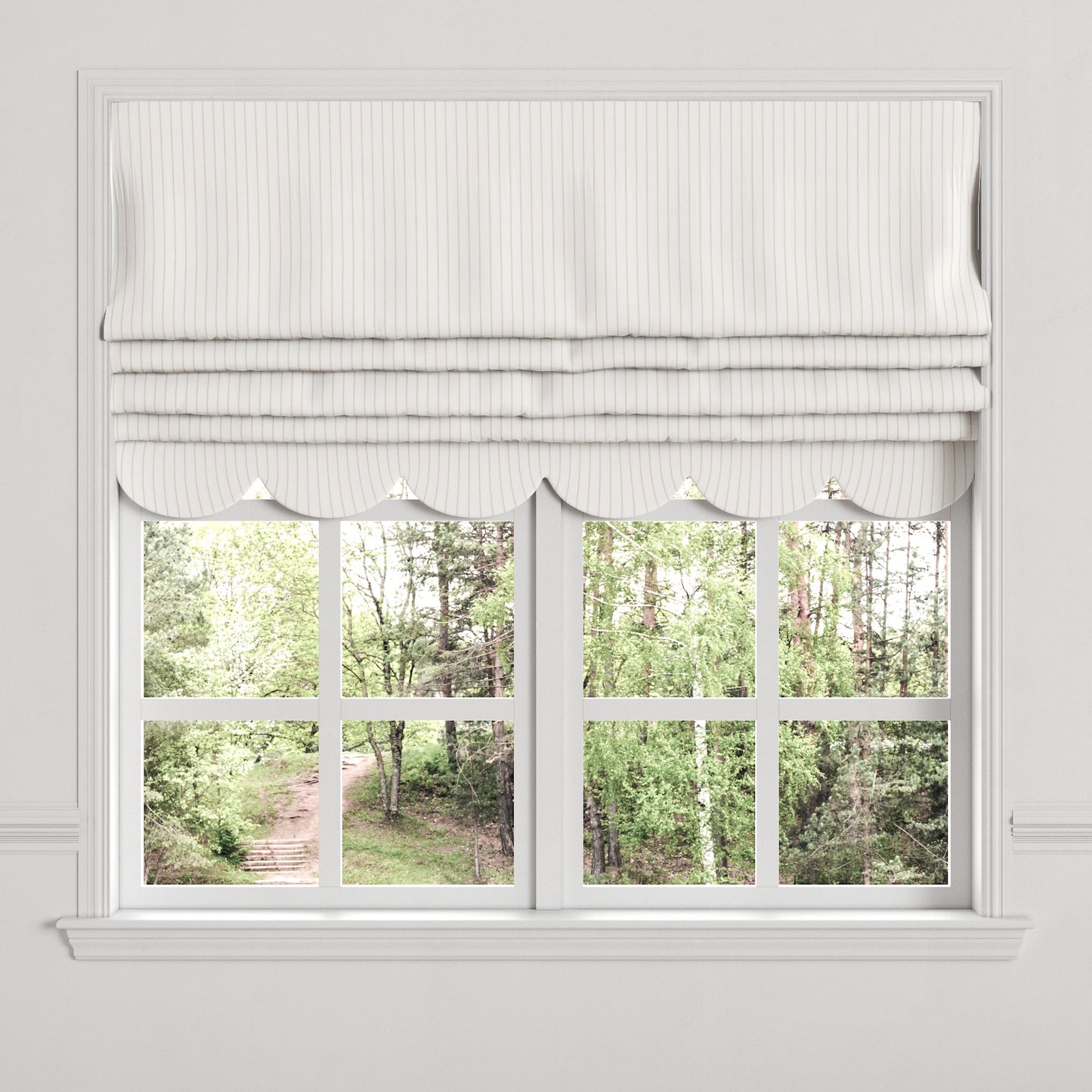 Flat Roman Shade in Sand Dollar Stripes