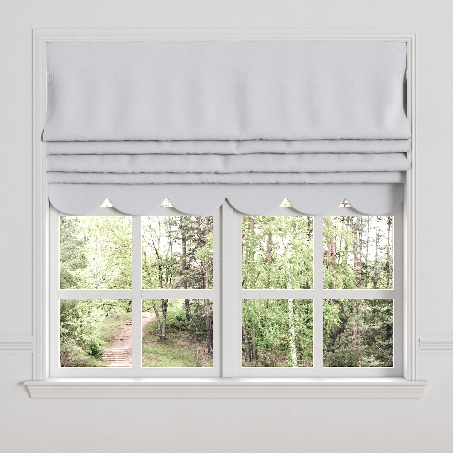 Flat Roman Shade in Classic Linen - Bermuda