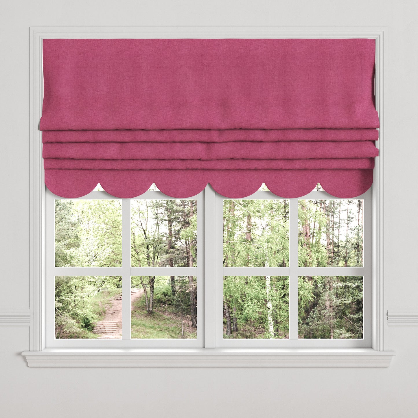 Flat Roman Shade in Lush Linen - Beet