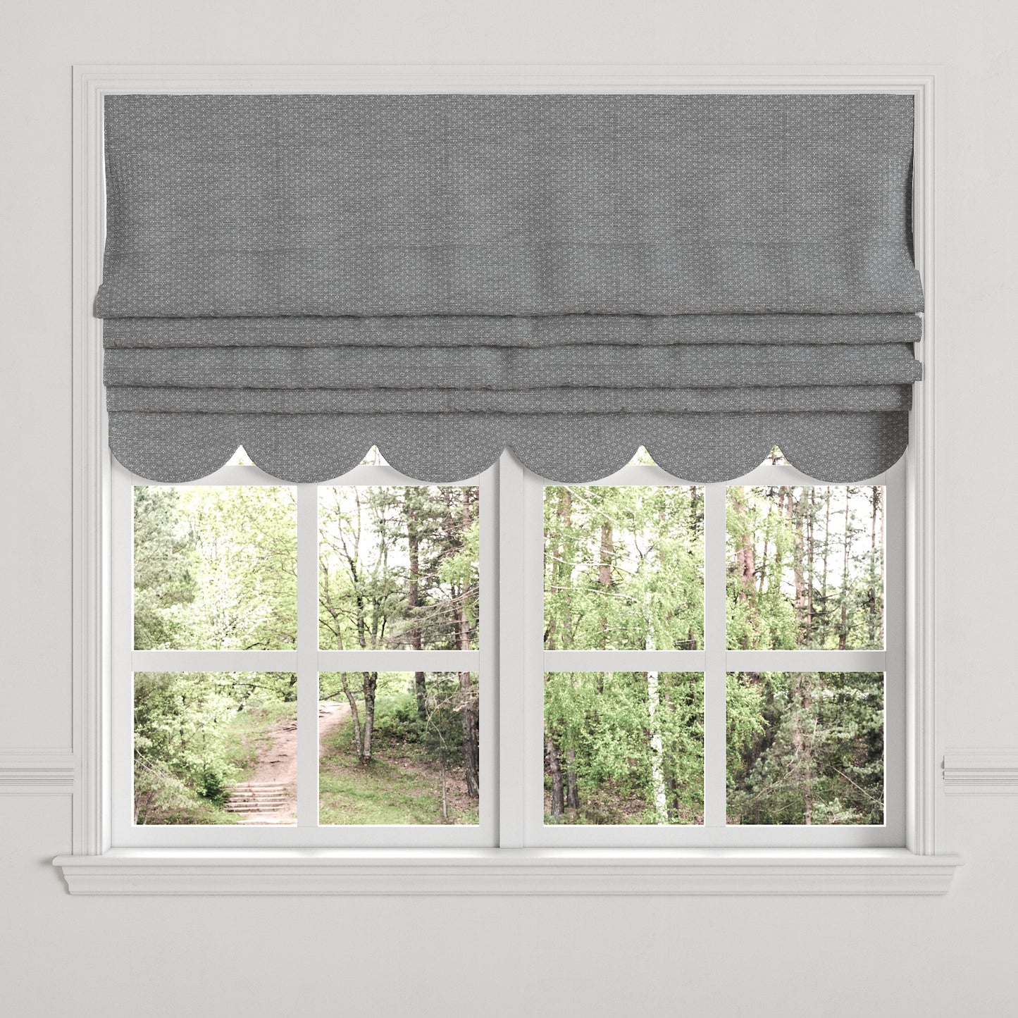 Flat Roman Shade in Ditsy - Indigo