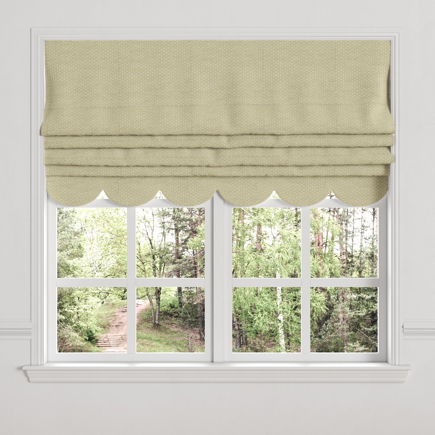 Flat Roman Shade in Ditsy - Seaweed