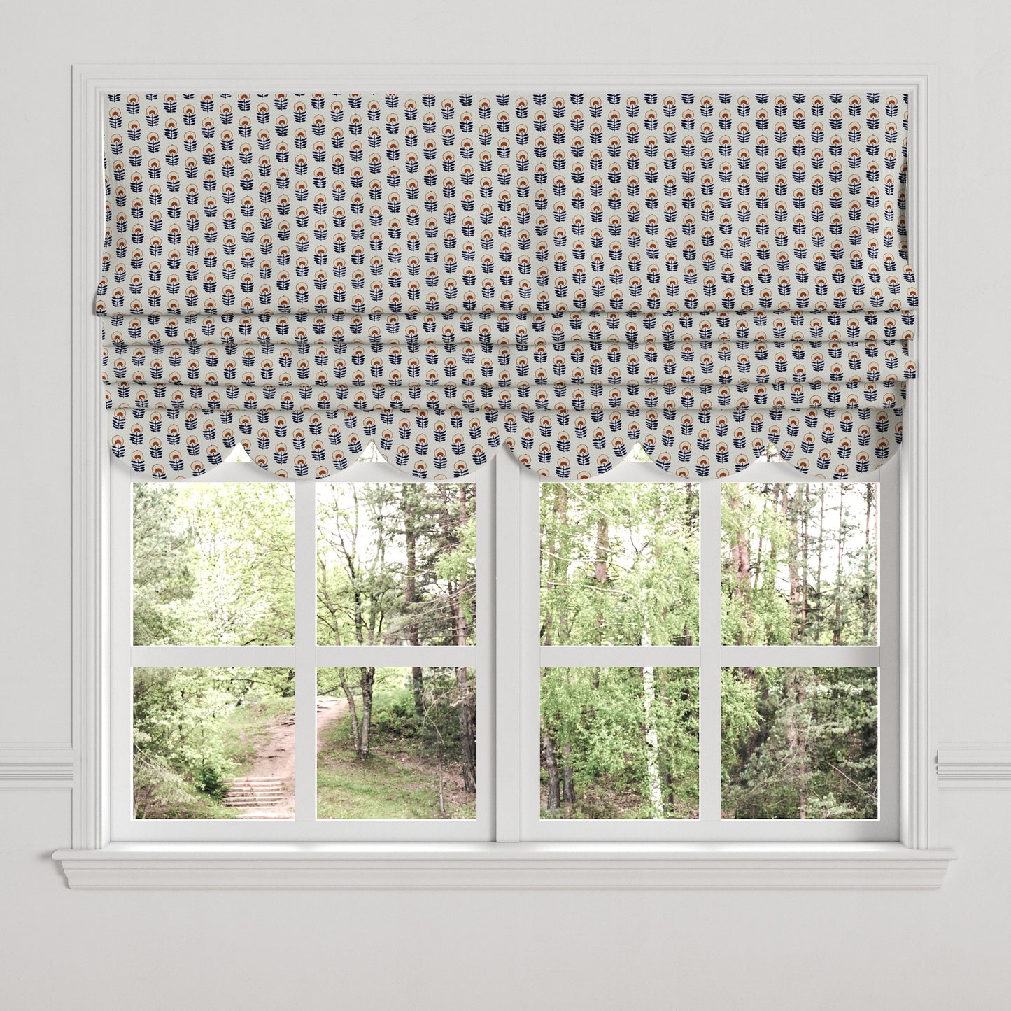 Flat Roman Shade in Mini Florals - Pottery