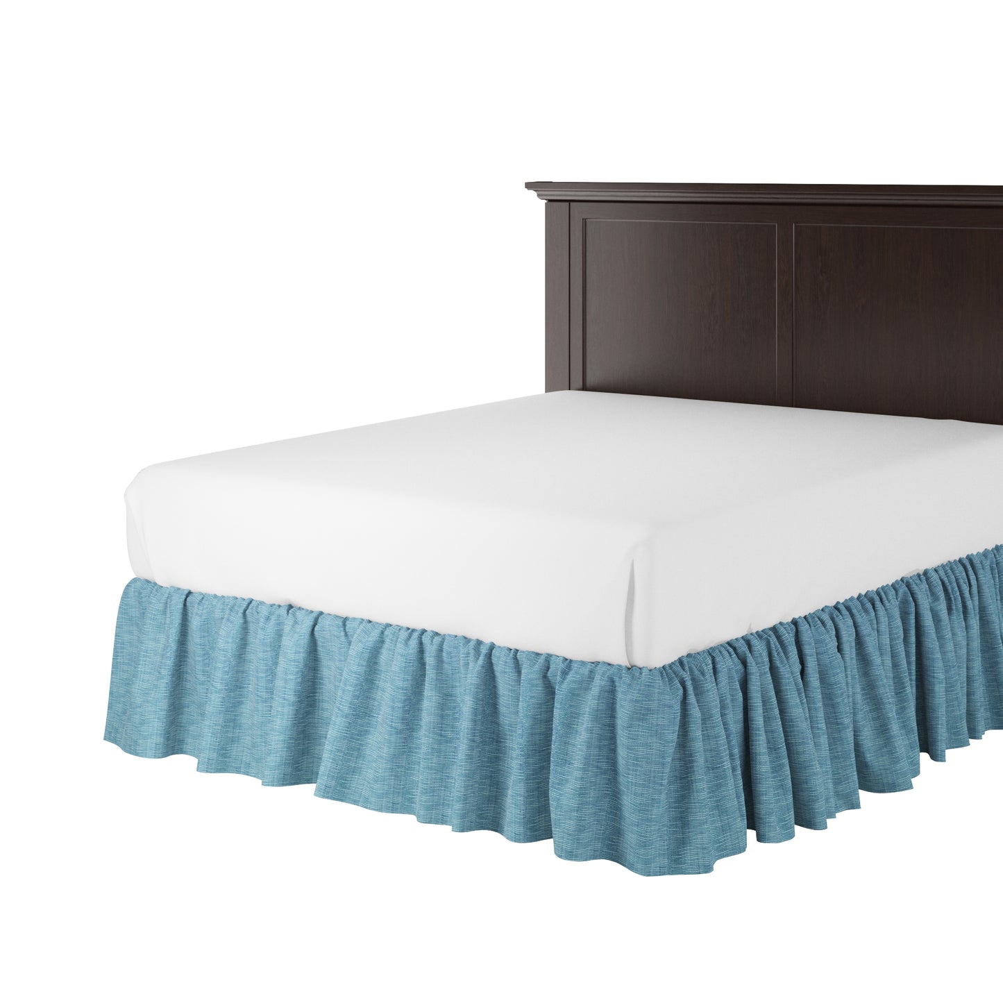 Ruffle Bedskirt in Woven Cotton - Deep Blue