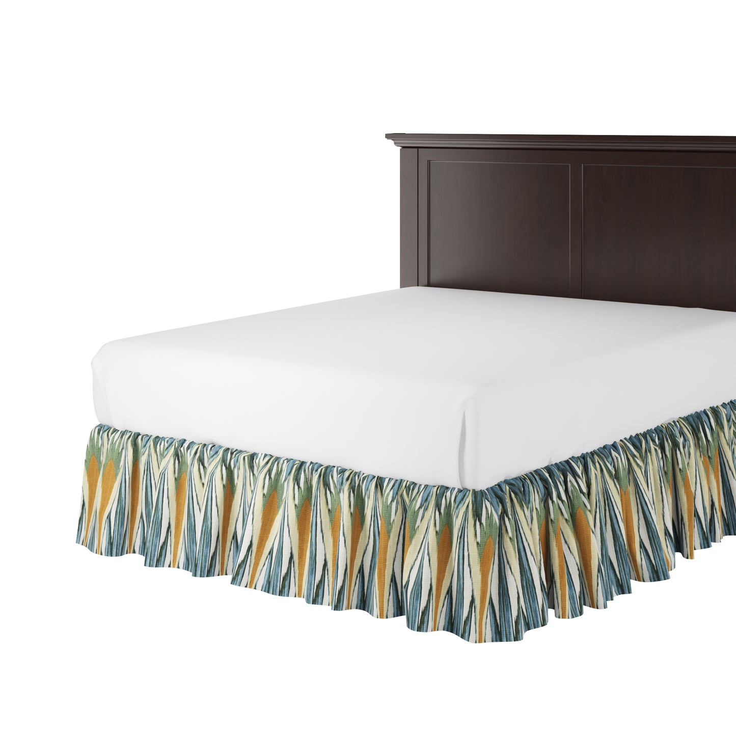 Ruffle Bedskirt in Petal Press - Aquamarine