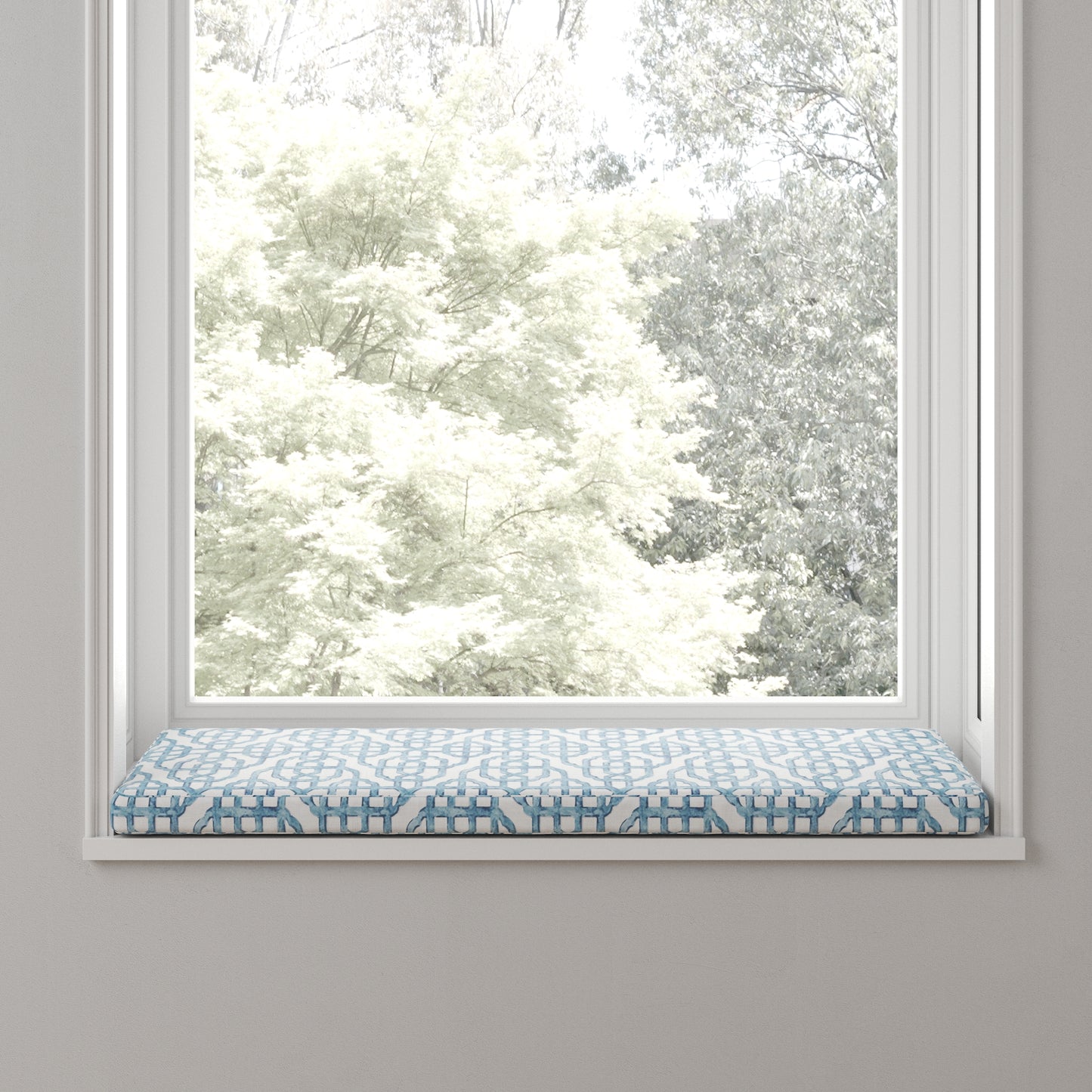 Custom Bench Cushion in Trellis Like It Is - Waves