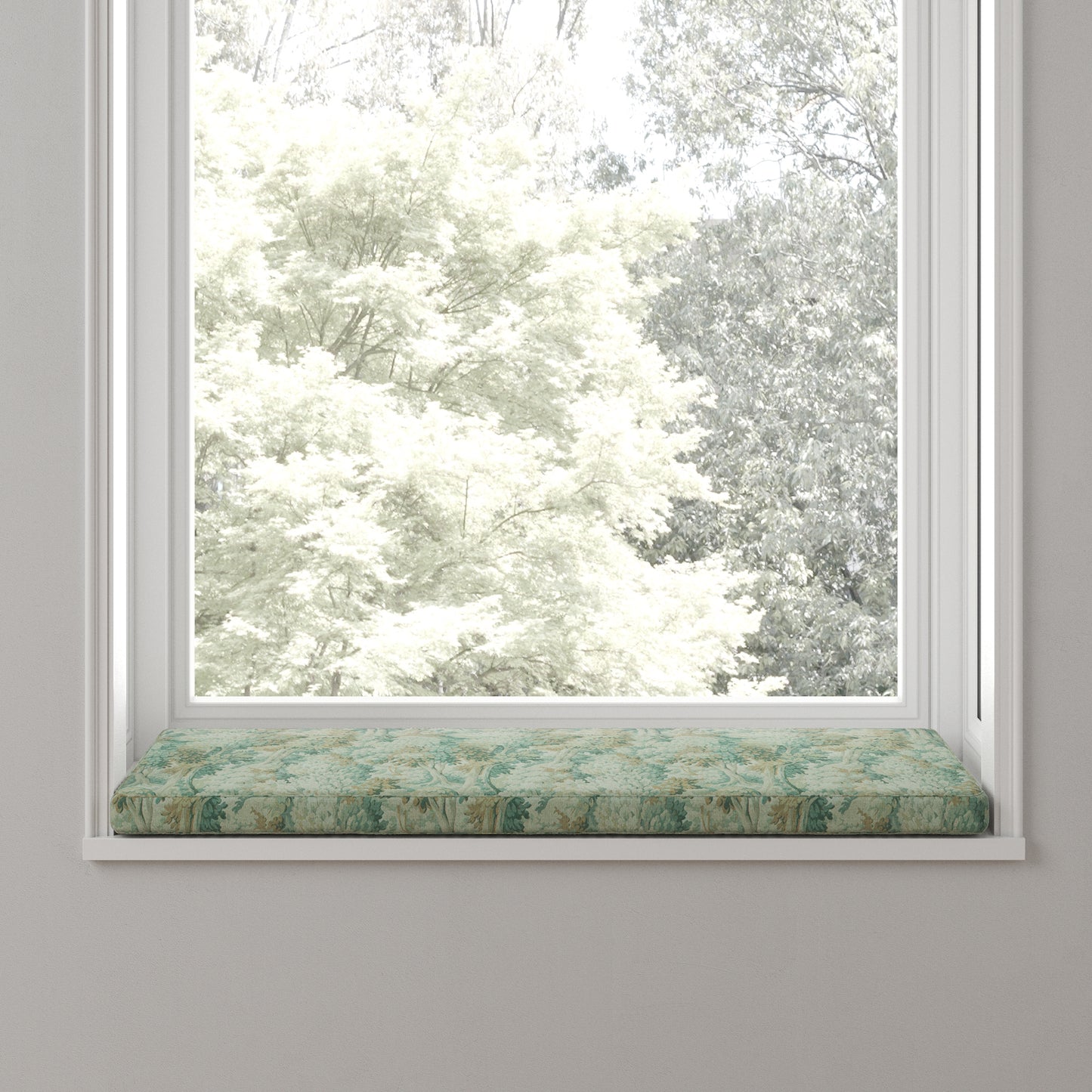 Custom Bench Cushion in Enchanted Forest - Mineral