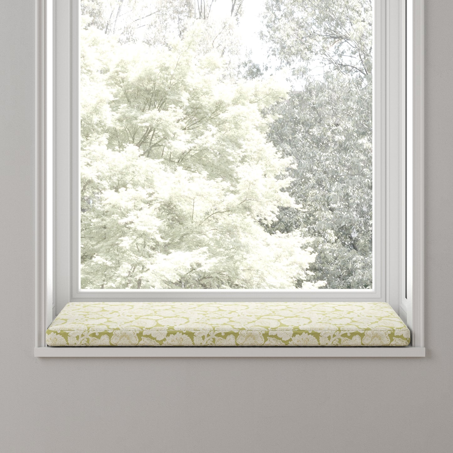 Custom Bench Cushion in English Garden - Sage