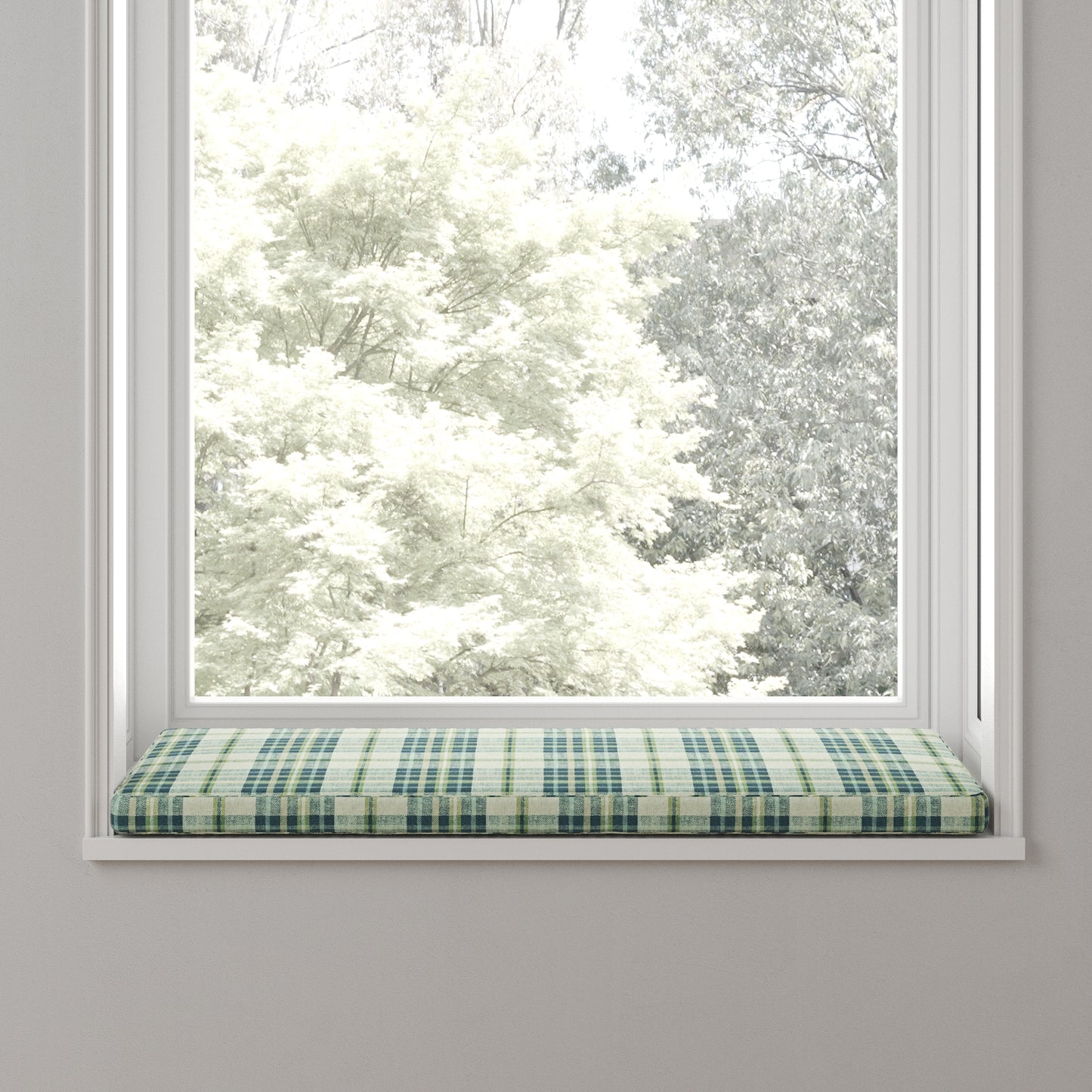 Custom Bench Cushion in Summer Plaid - Twilight