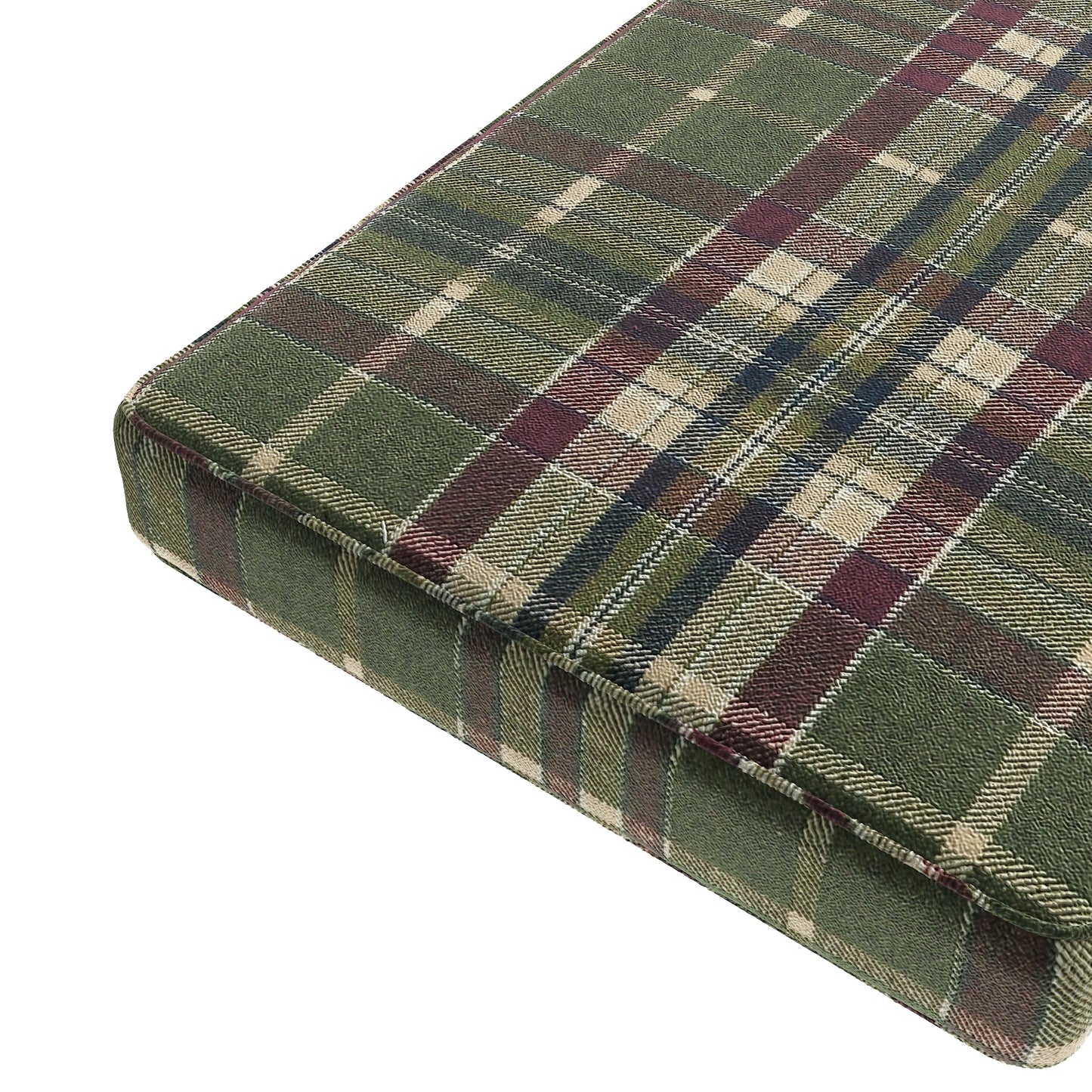 Custom Bench Cushion in Tartan - Evergreen