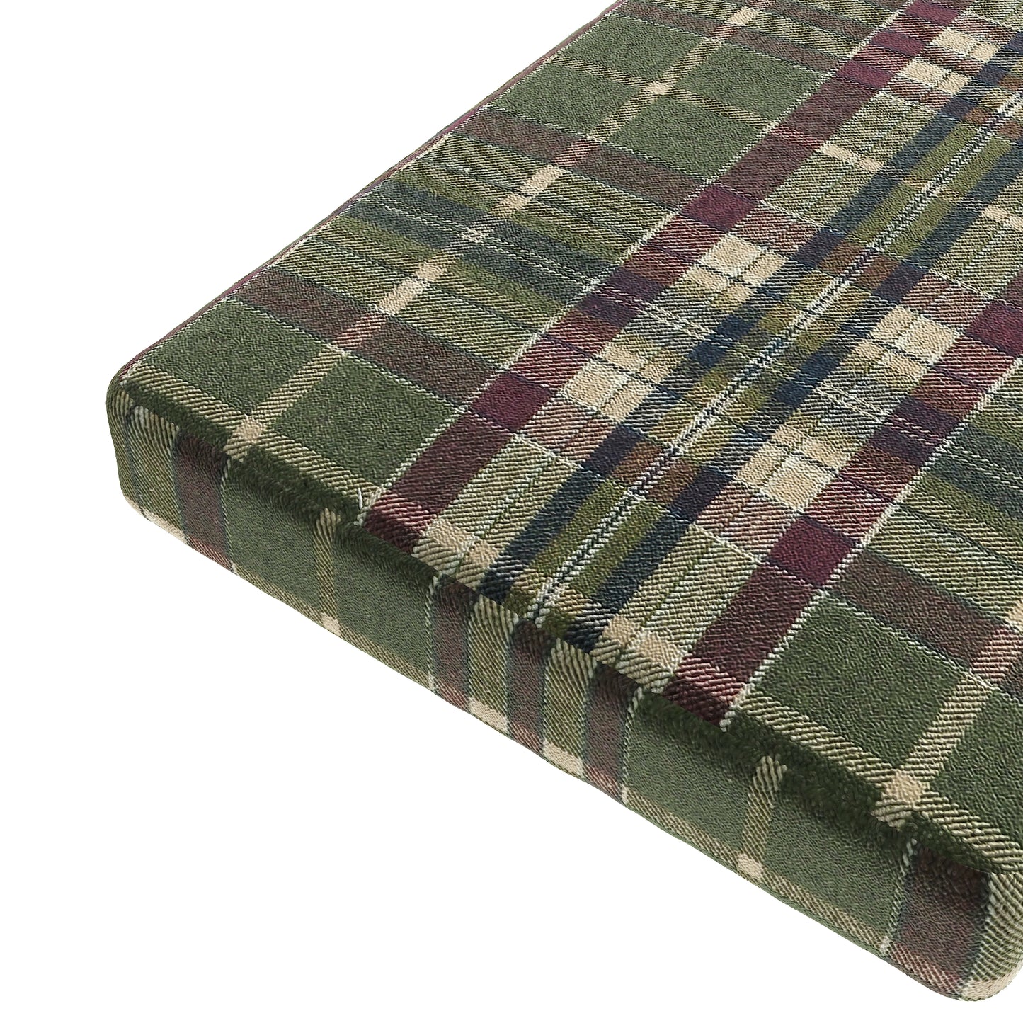 Custom Bench Cushion in Tartan - Evergreen