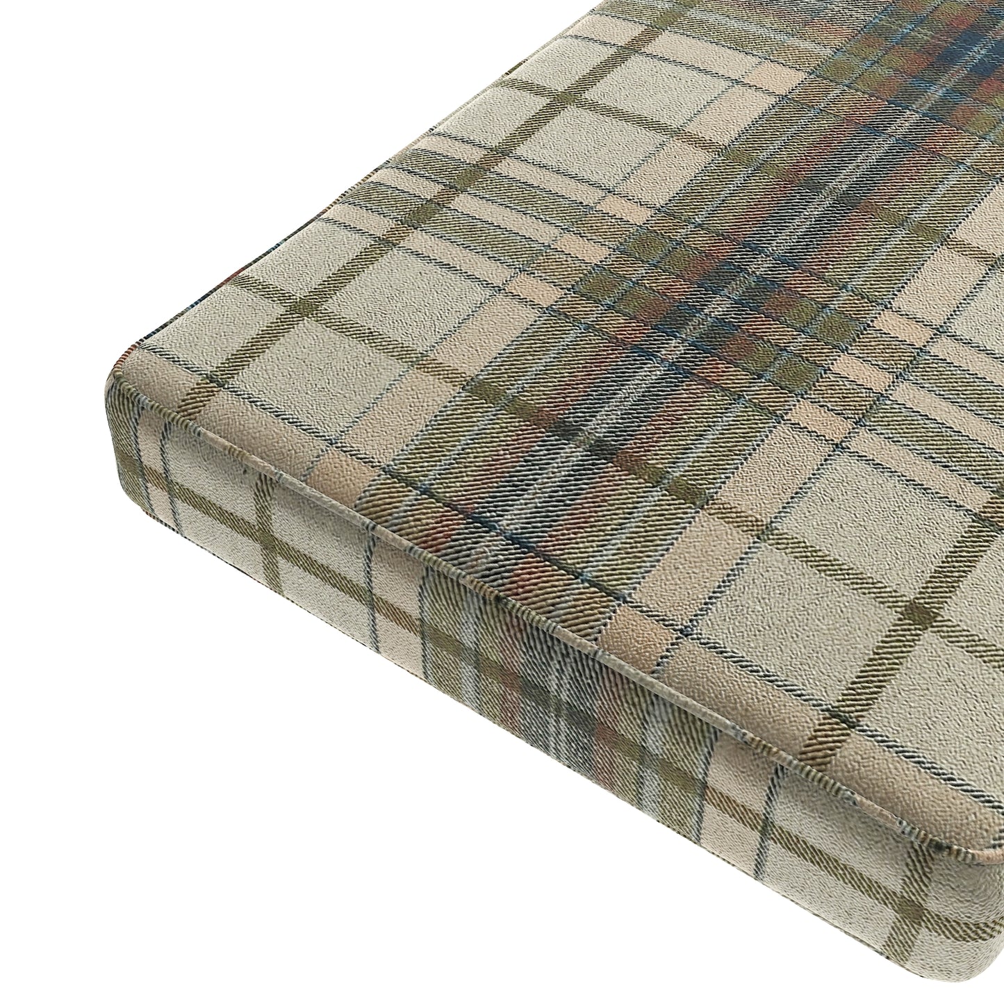 Custom Bench Cushion in Tartan - Cappuccino