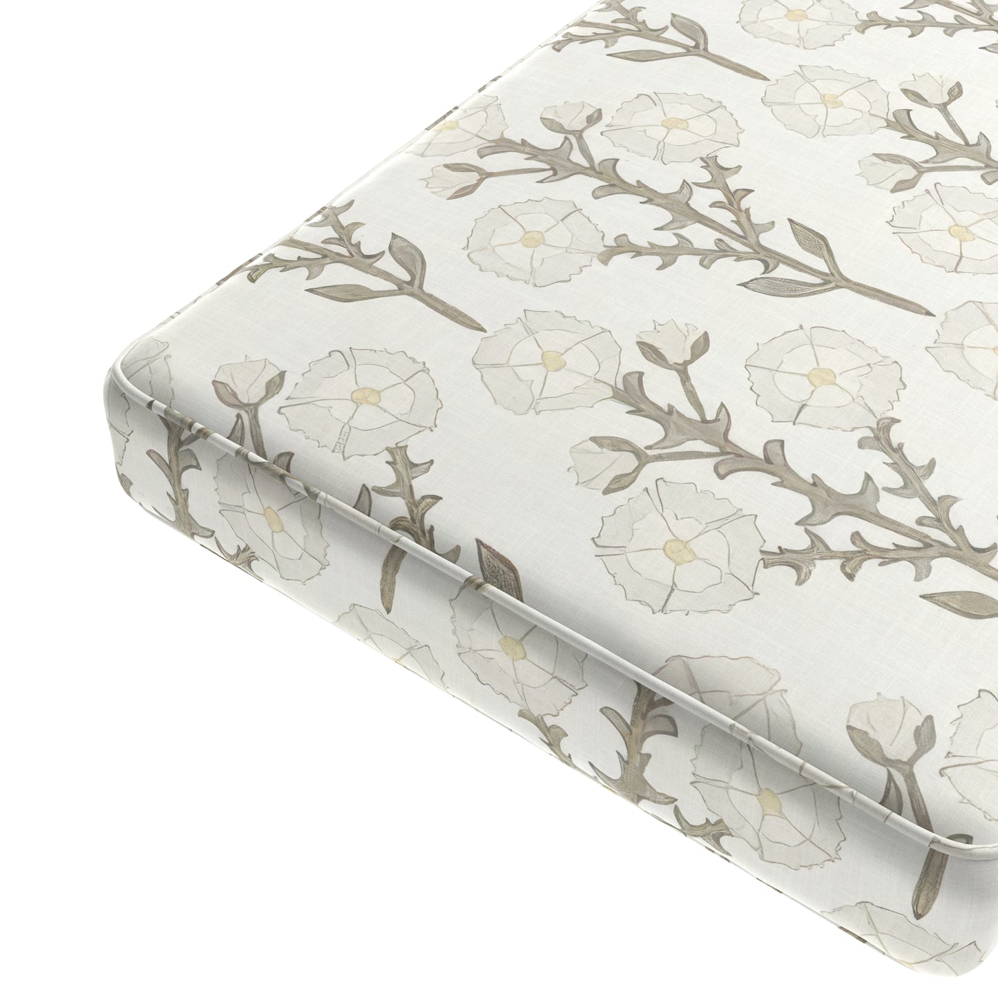 Custom Bench Cushion in Cottage Flowers - Vanilla