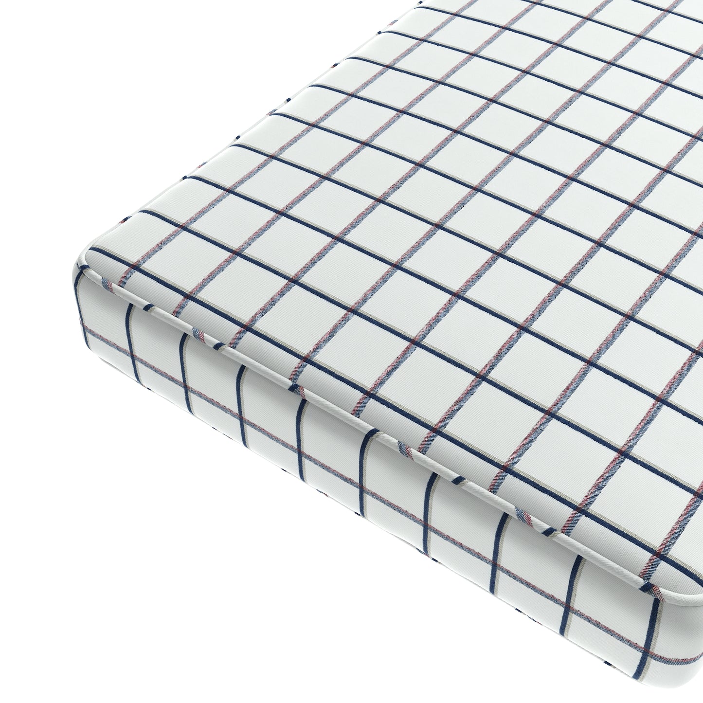 Custom Bench Cushion in Check With Me - White