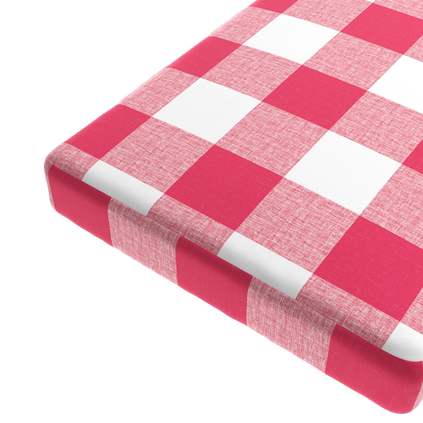 Custom Bench Cushion in Buffalo Check - Flamingo