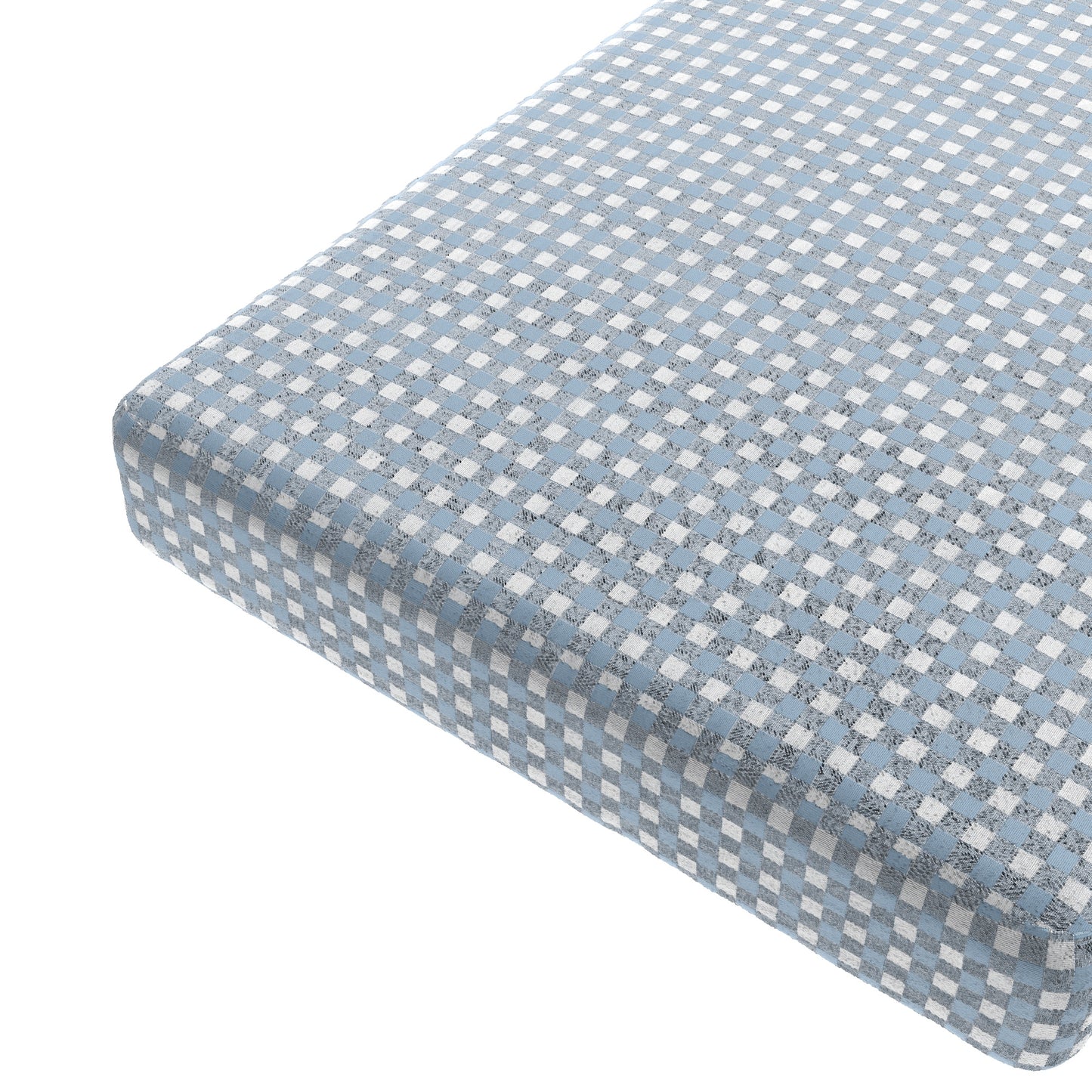 Custom Bench Cushion in Gingham - Blue Jean