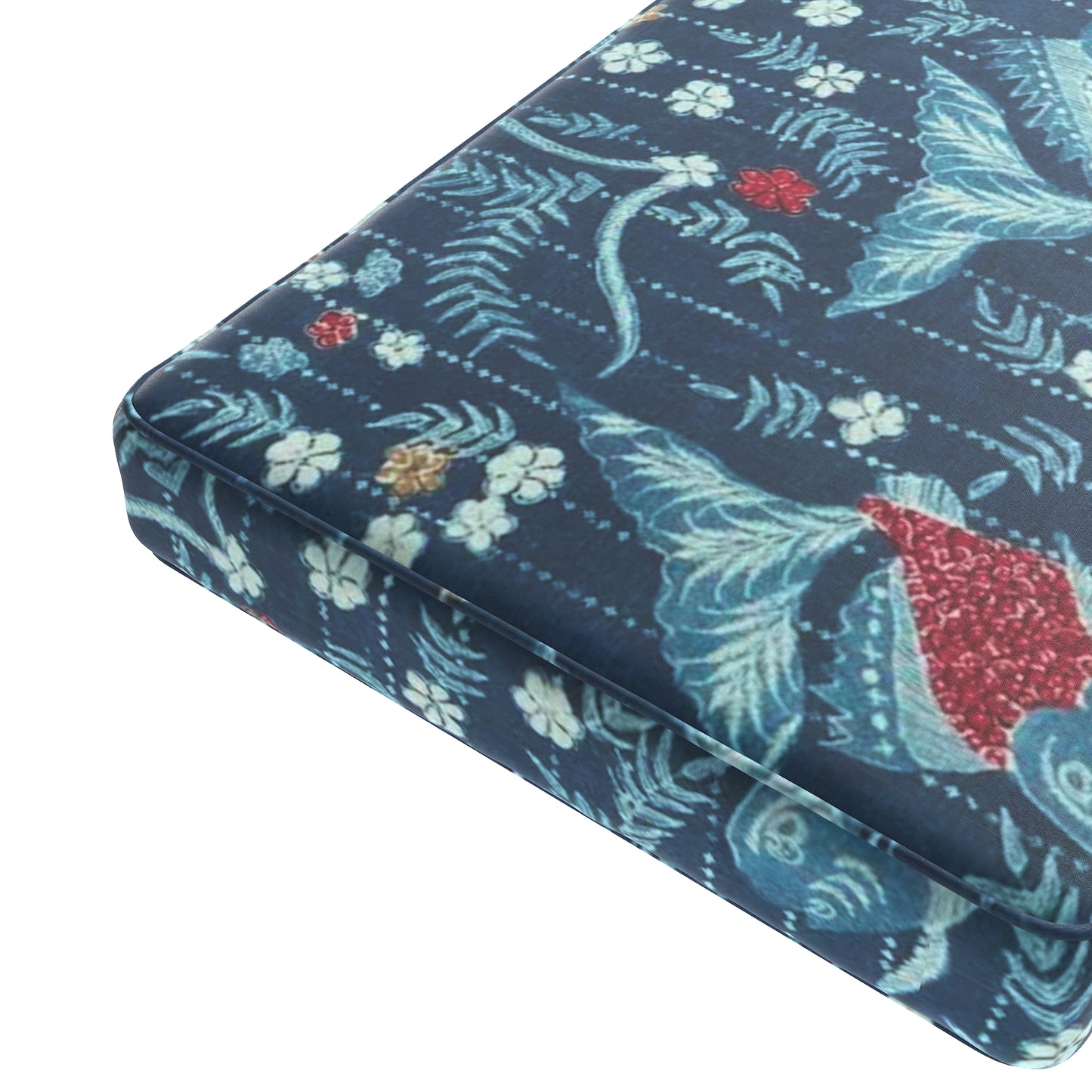 Custom Bench Cushion in Koi Pond Blue