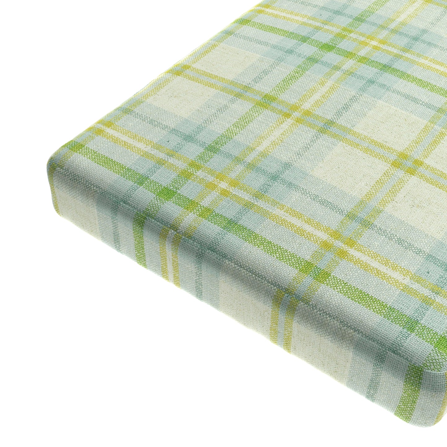 Custom Bench Cushion in Summer Plaid - Seaglass