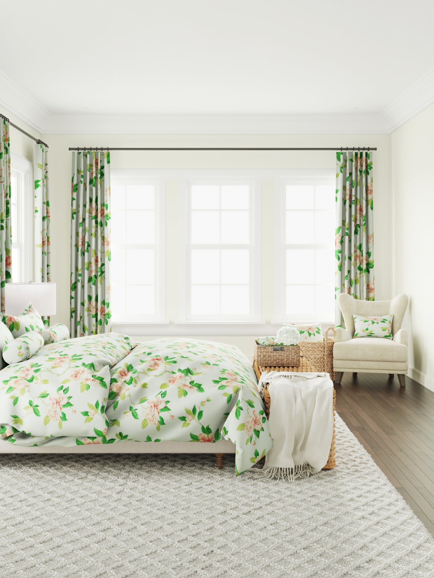 Convertible Drapery in Grandma's Floral - Coral