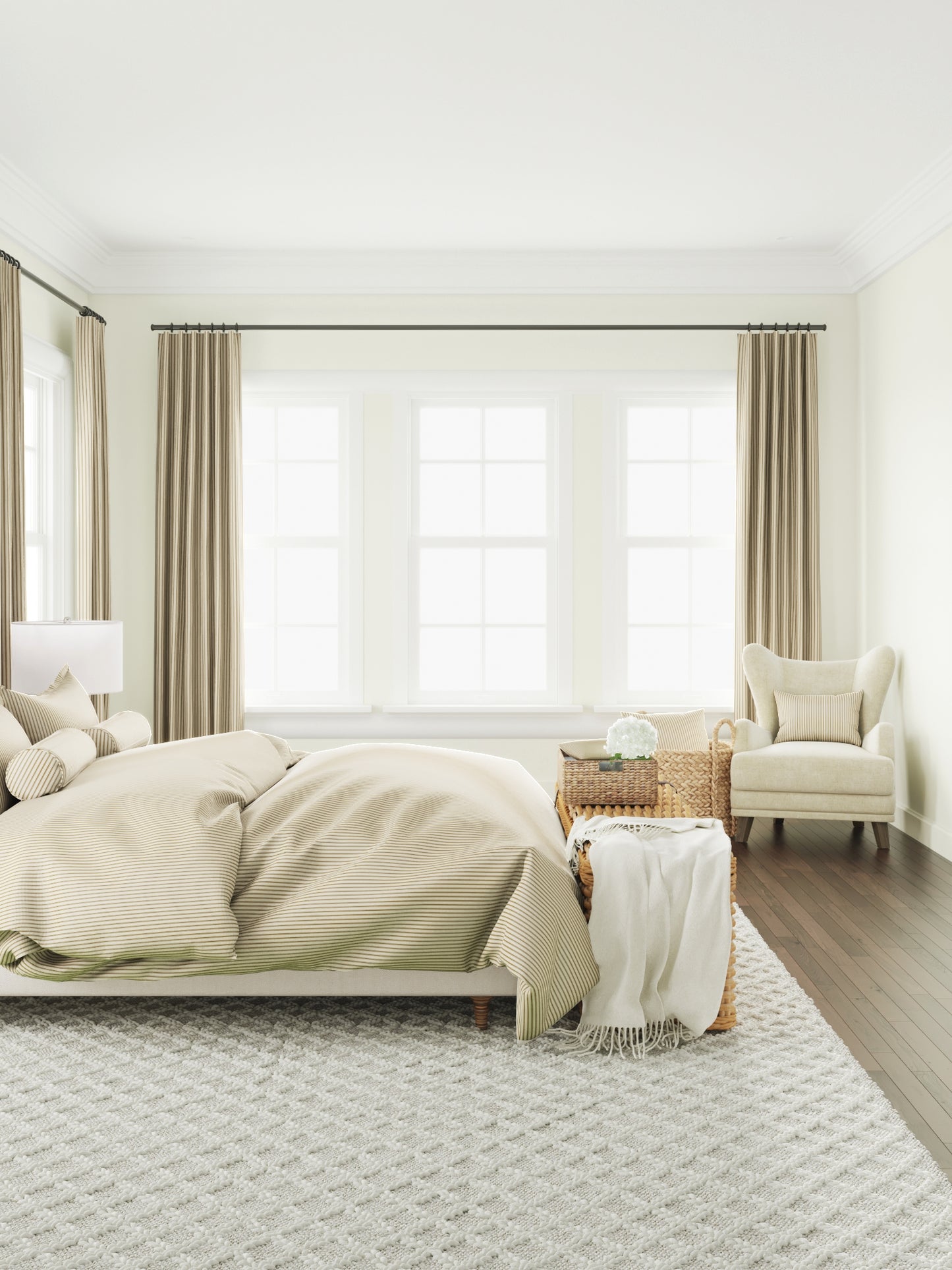 Convertible Drapery in Little White Line - Cognac