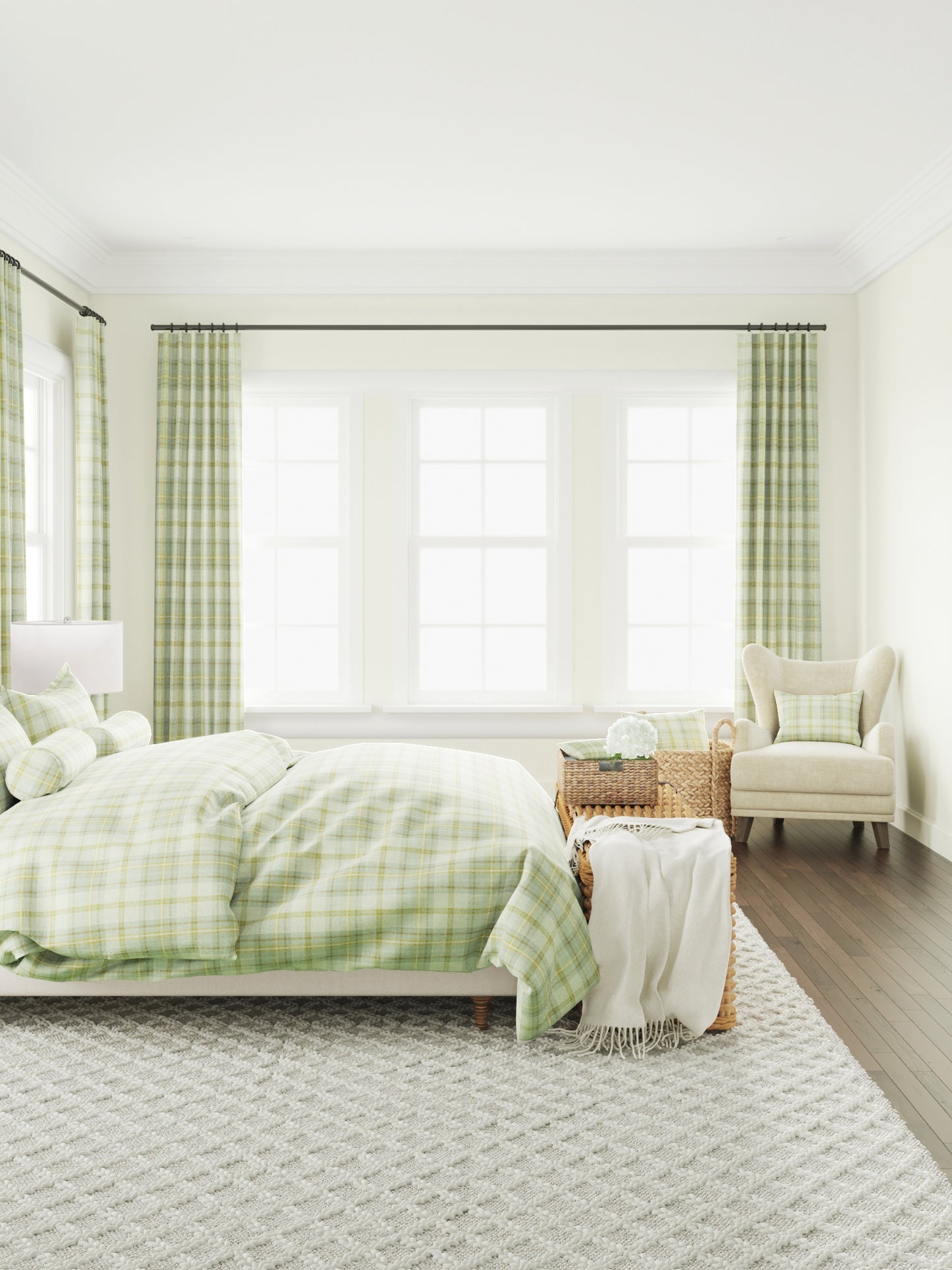 Throw Pillow in Summer Plaid - Stone