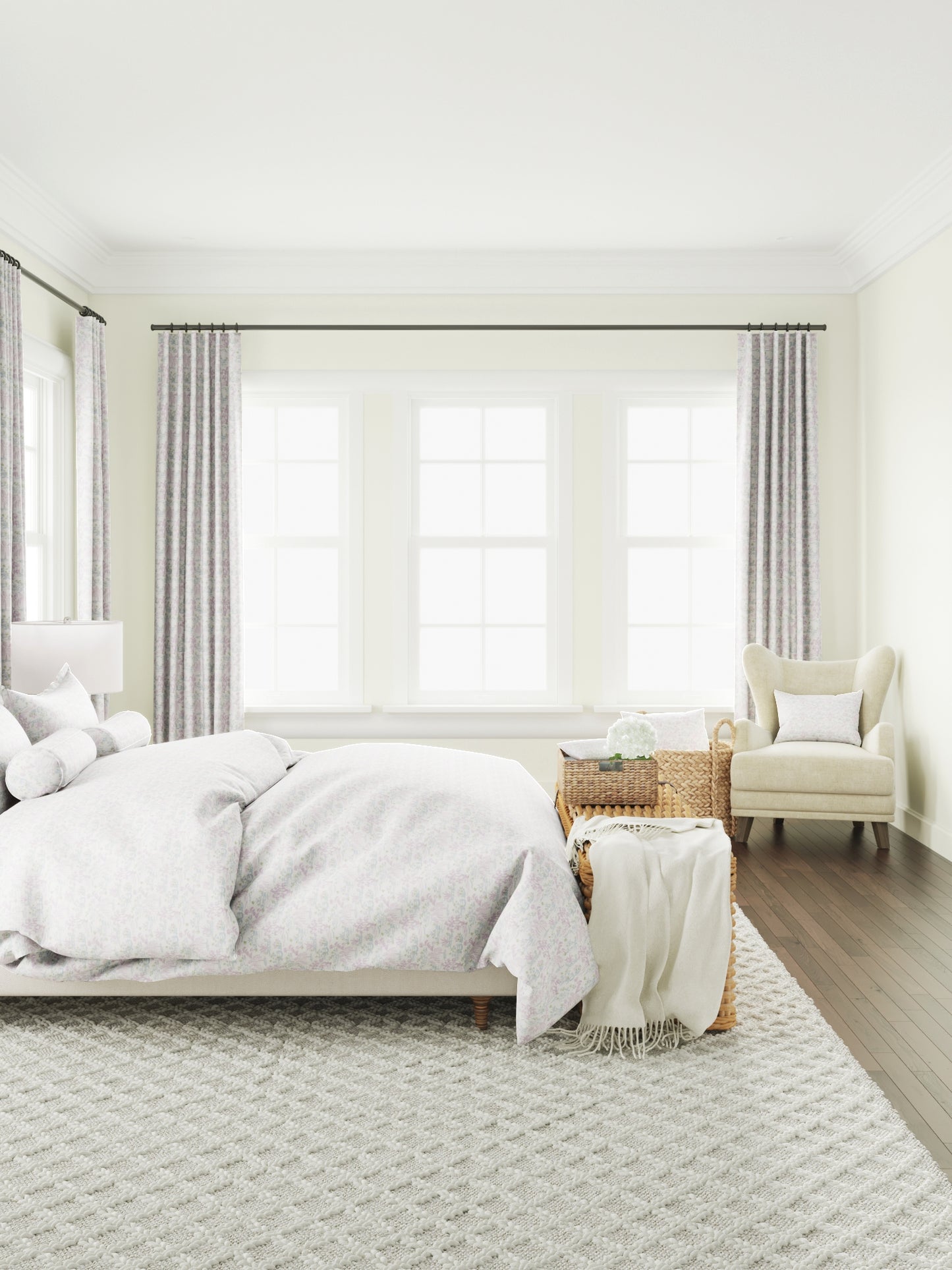 Flat Roman Shade in Meadow - Lavender