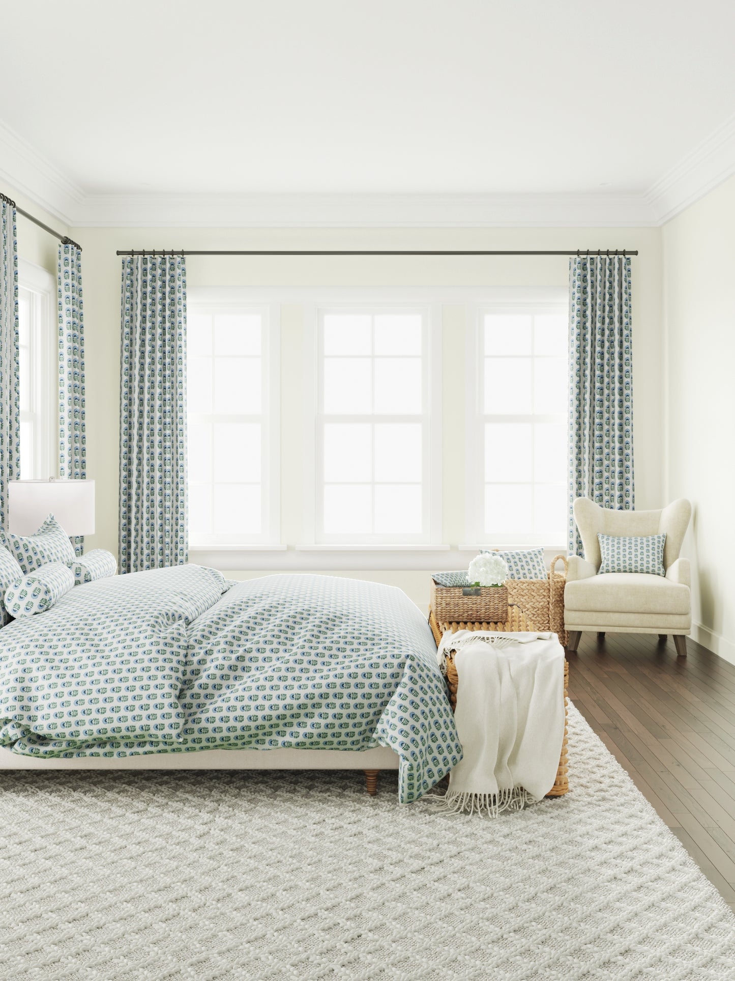 Relaxed Roman Shade in Mini Florals - Forest