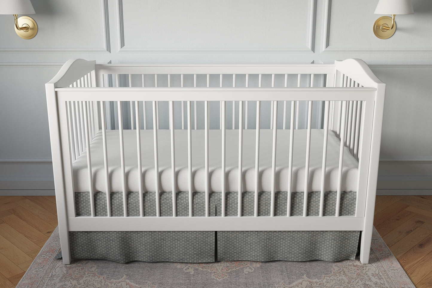 Tailored Bedskirt in Ditsy - Indigo