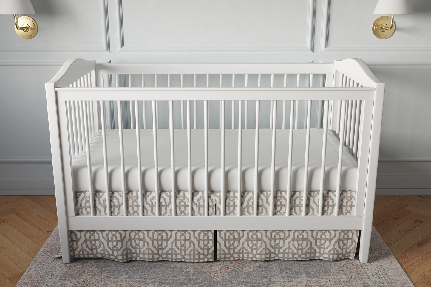 Tailored Bedskirt in Trellis Like It Is - Beige