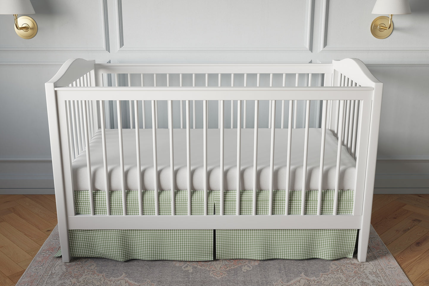 Tailored Bedskirt in Gingham - Sage
