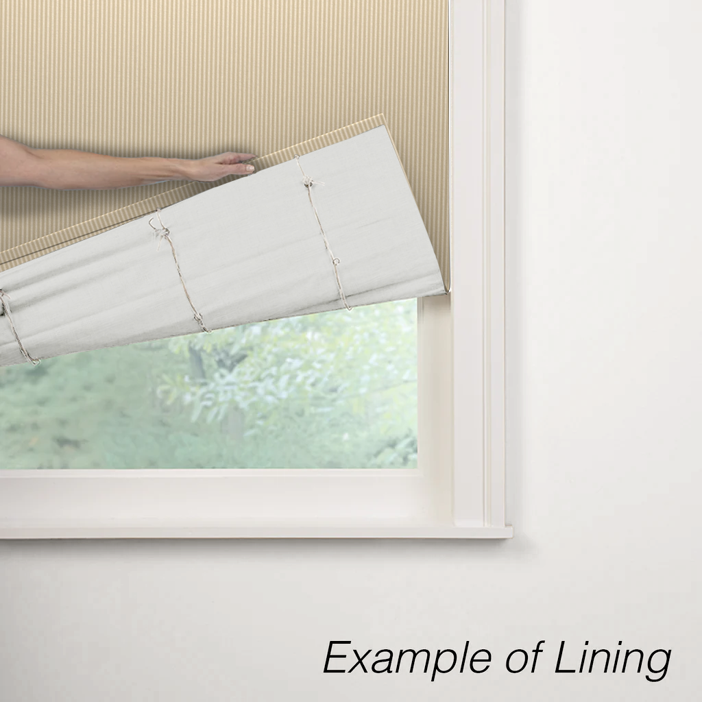 Flat Roman Shade in Little White Line - Sand