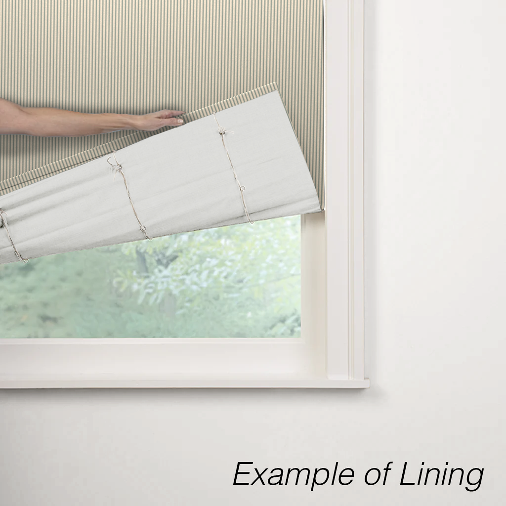 Relaxed Roman Shade in Little White Line - Seaglass