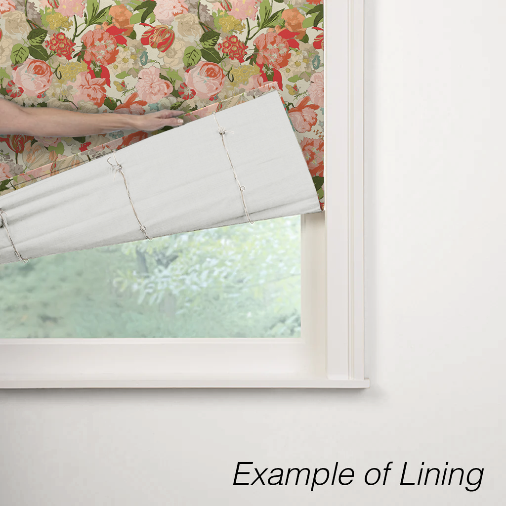 Flat Roman Shade in Garden Tea Time - Pink