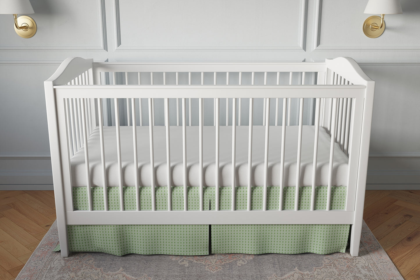 Tailored Bedskirt in Luxe Gingham - Celery